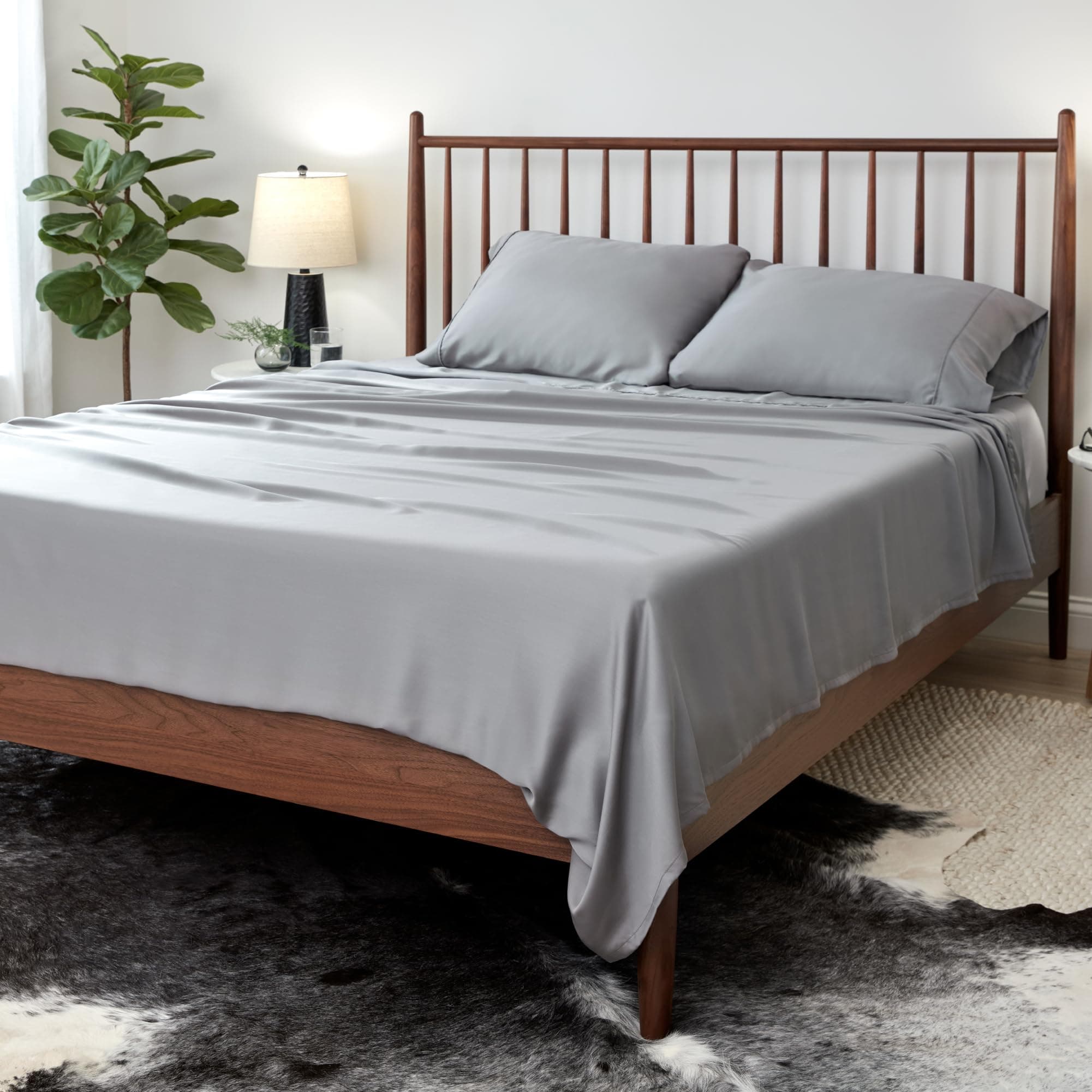 SHEEX Arctic Aire MAX Sheet Set, Ultrasoft Cooling Sheets with 1 Flat Sheet, 1 Fitted Sheet, and 2 Pillowcases, King Charcoal