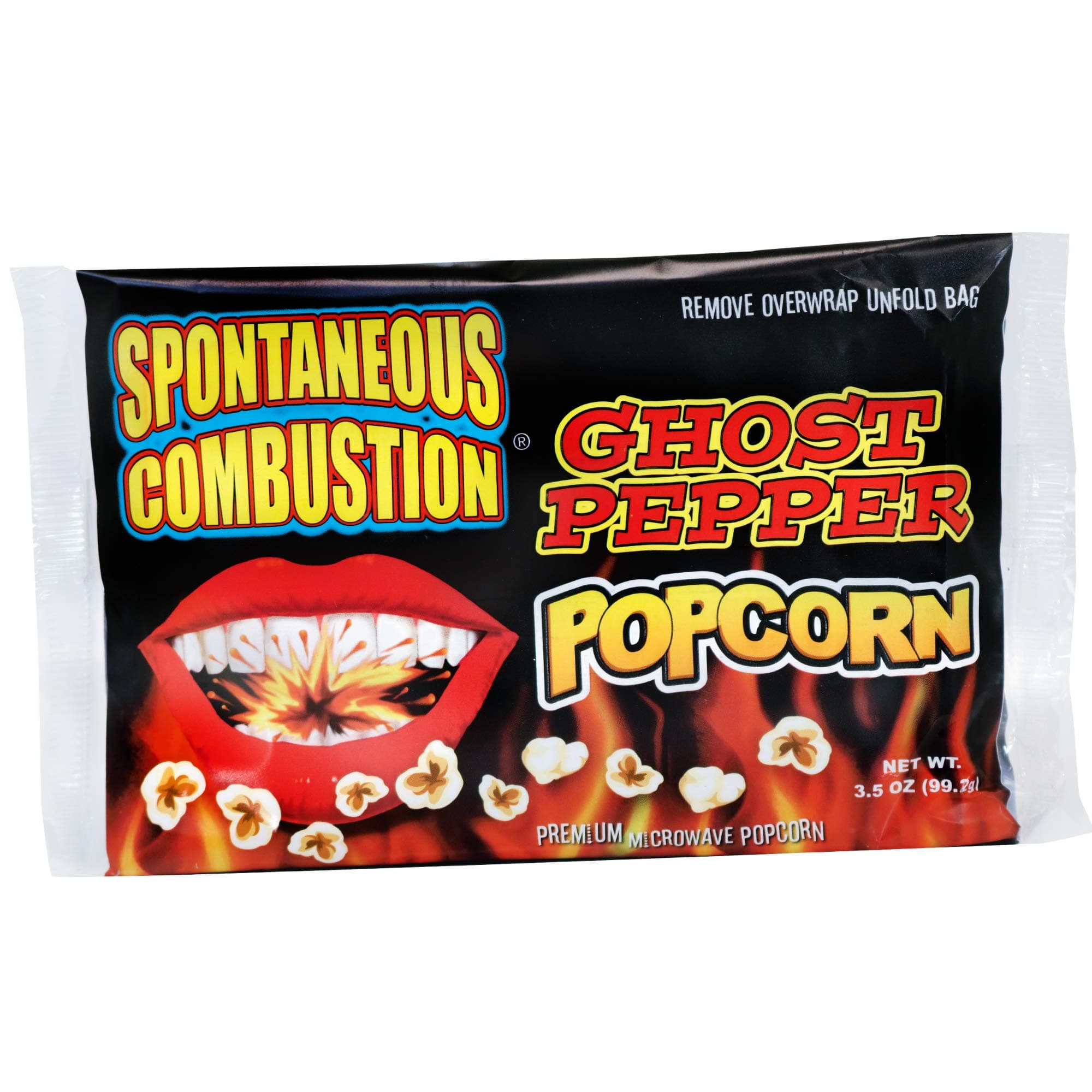 SPONTANEOUS COMBUSTION Ghost Pepper Microwave Popcorn Bags - 3 Pack - Ultimate Spicy Gourmet Popcorn - Perfect Hot Movie Theater Popcorn
