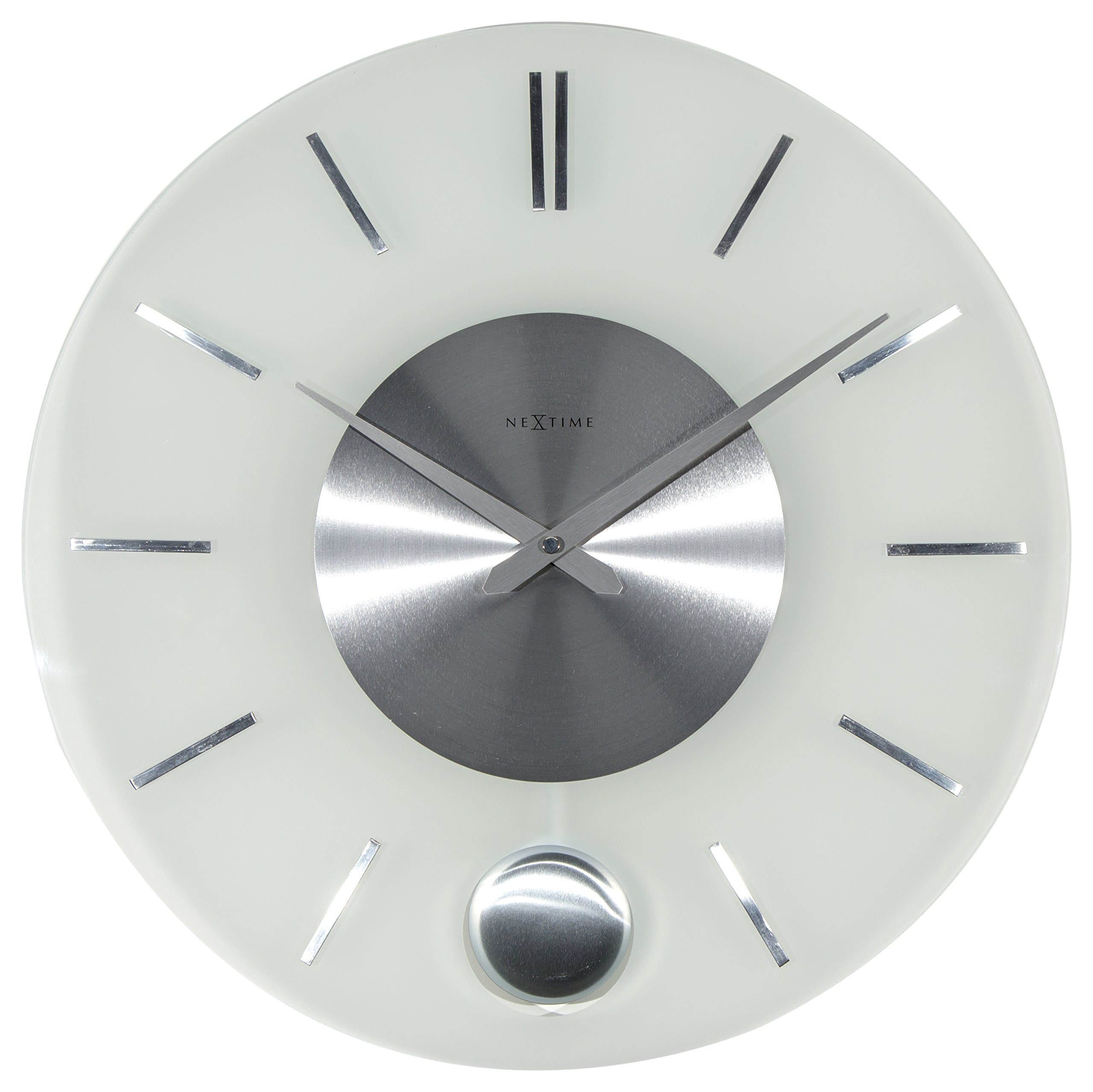 NEXTIME Unek Goods Stripe Pendulum Round Wall Clock, Battery Operated