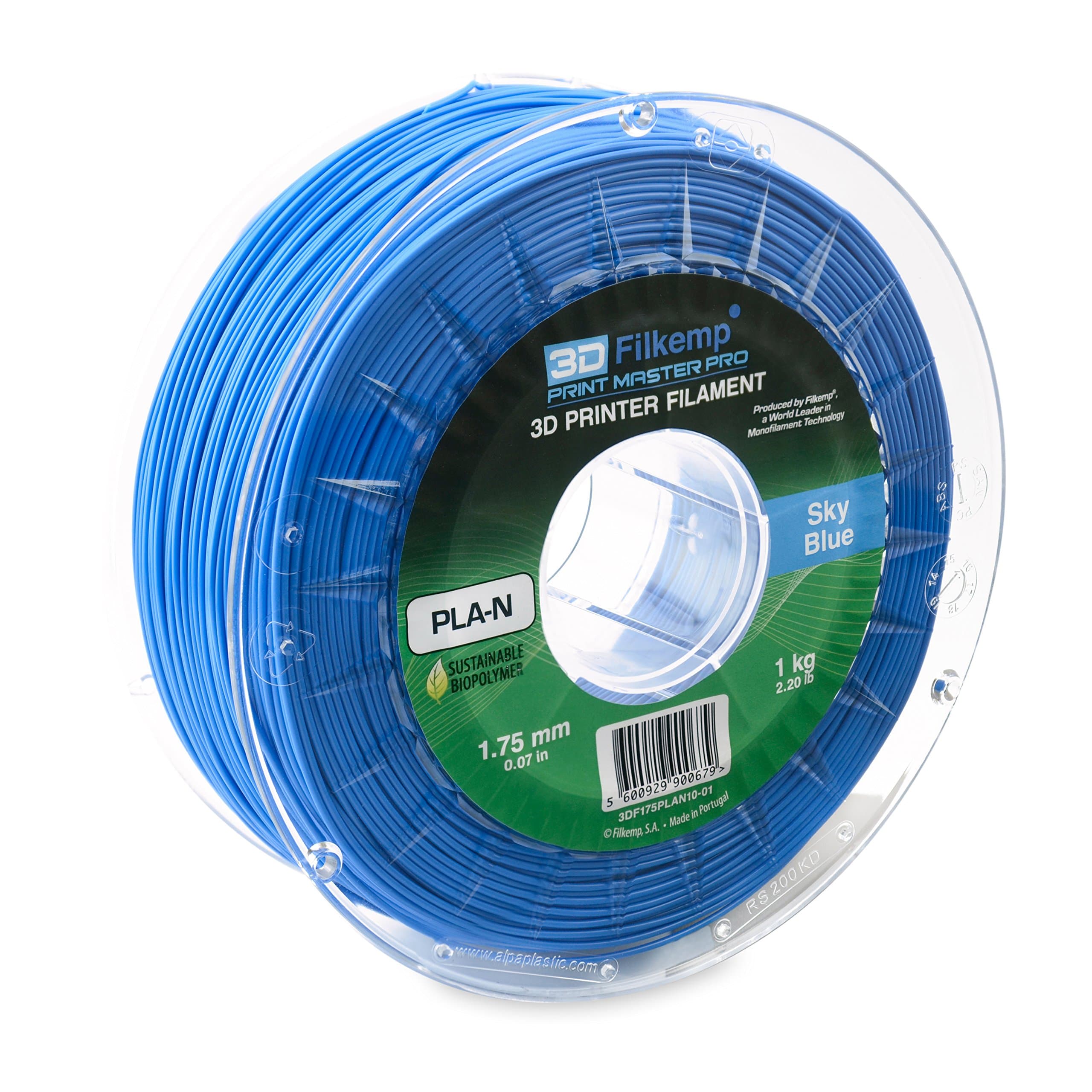 3D Filkemp Print Master Pro 3DF175PLAN10-01 Next Generation PLA 3D Printer Filament, Spool, 1.75 mm Diameter, Sky Blue