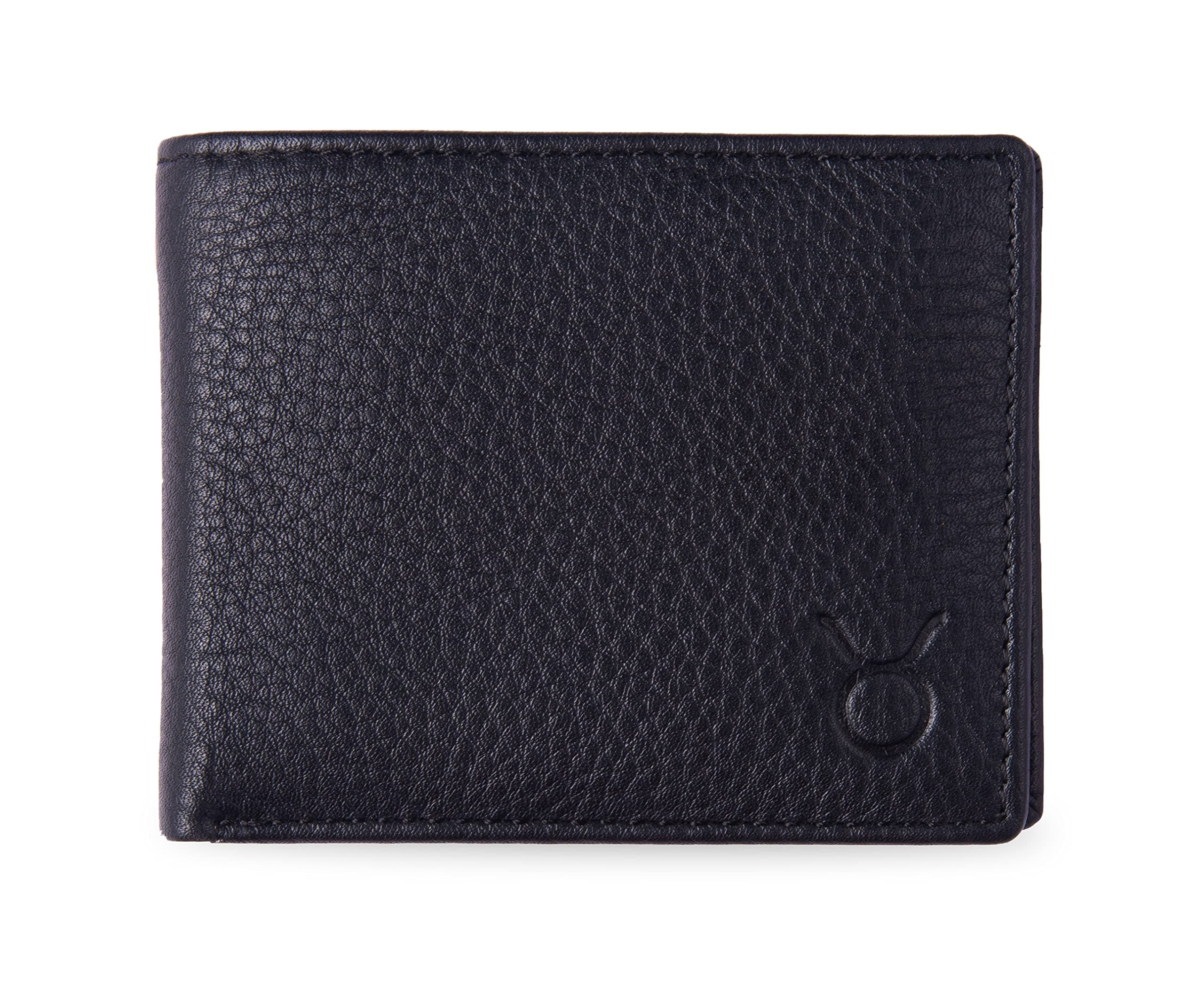 Hide Horn Bifold Black Leather Wallet for Men - RFID Protected Small Size Wallet