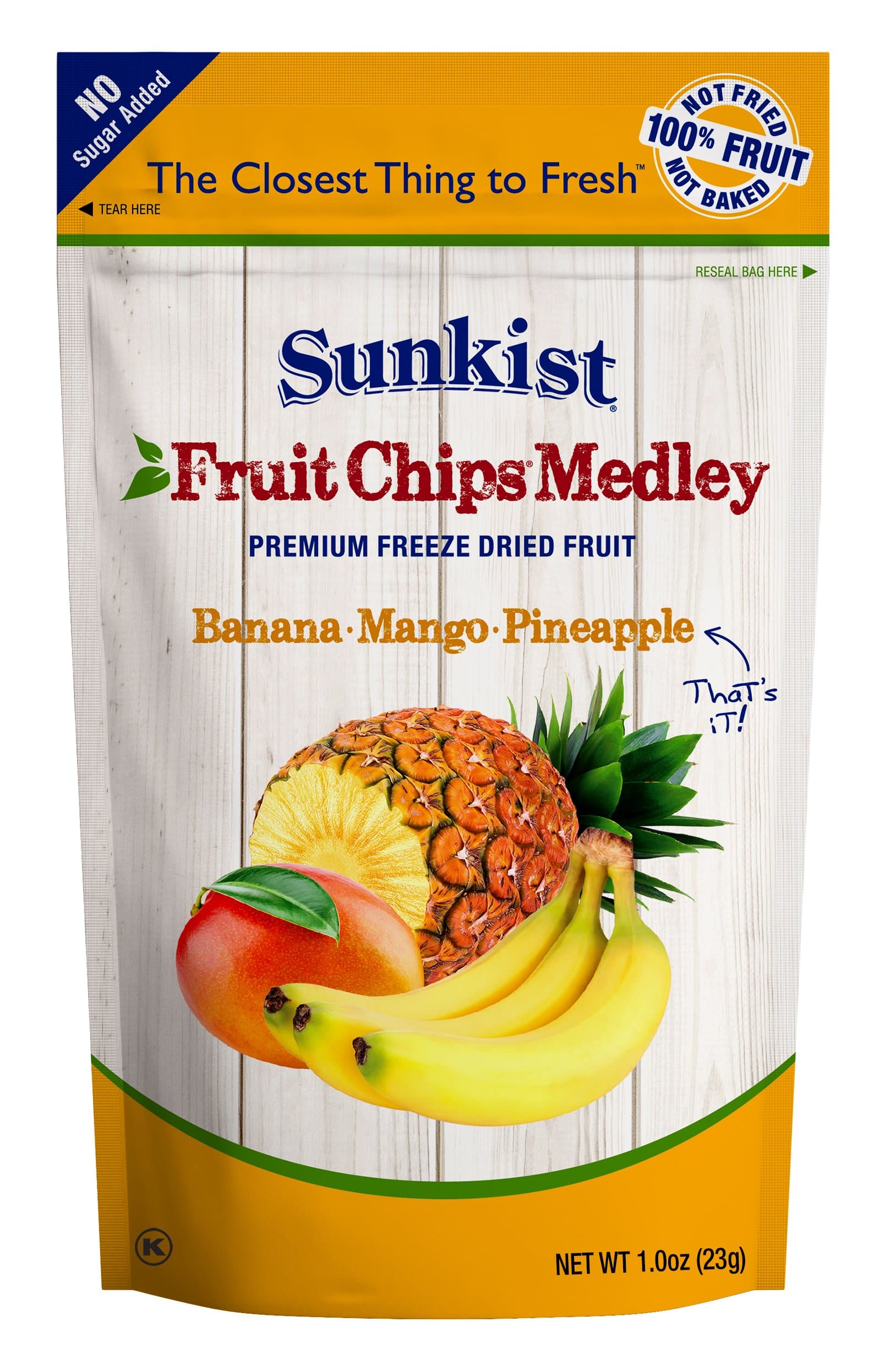SUNKIST Fruit Chips Medley, Banana-Mango-Pineapple 1 oz. (8 pack)