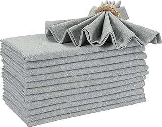 Everyday Cloth Napkin in 100% Cotton 45X45 CM Lt Grey,Wedding Napkins, Cocktails Napkins, Fabric Napkins, Cotton Napkins Mitered Corners & Generous Hem, Machine Washable Dinner Napkins, Set Of 12