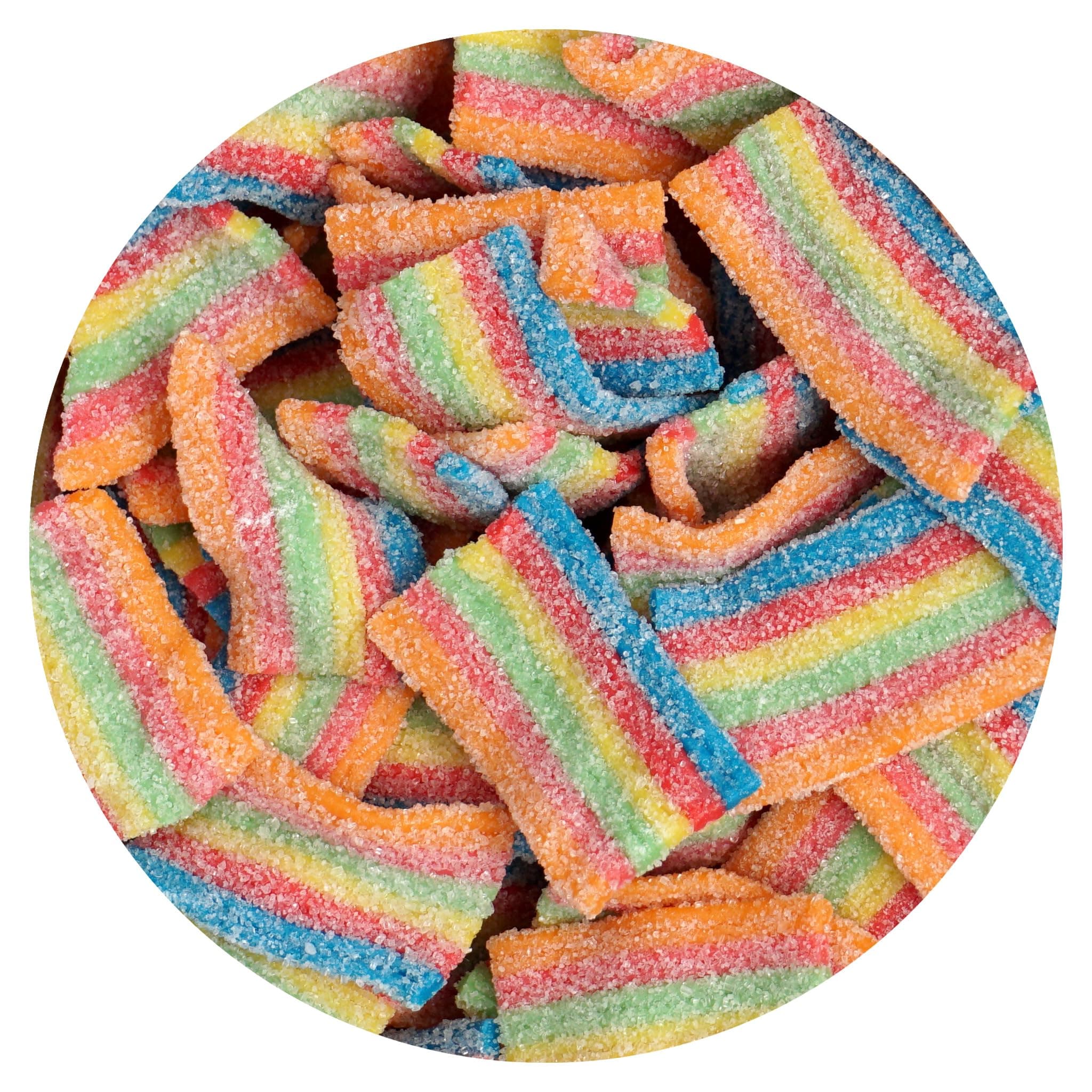 Sour Rainbow Belt Bites, Gummy Candy, The Hampton Popcorn & Candy Company, Rainbow Candy, 1 Pound, Gummy Belts (Rainbow)
