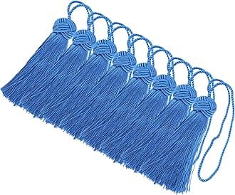 8 Pcs Set Elegant Polyester Key Tassel Colorful Craft Tassels Charms Key Tassel for Christmas Tree DIY Craft Garland Project Wedding Home Party Decorations (Royal Blue)