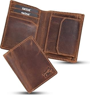 SKiDEDawn Hunter Slim Leather Wallet for Men's | Small Wallet for Men's | Minimalist Wallet & Thin Wallet | RFID Protected Wallets for Men's (RBXW12HTN), Brown