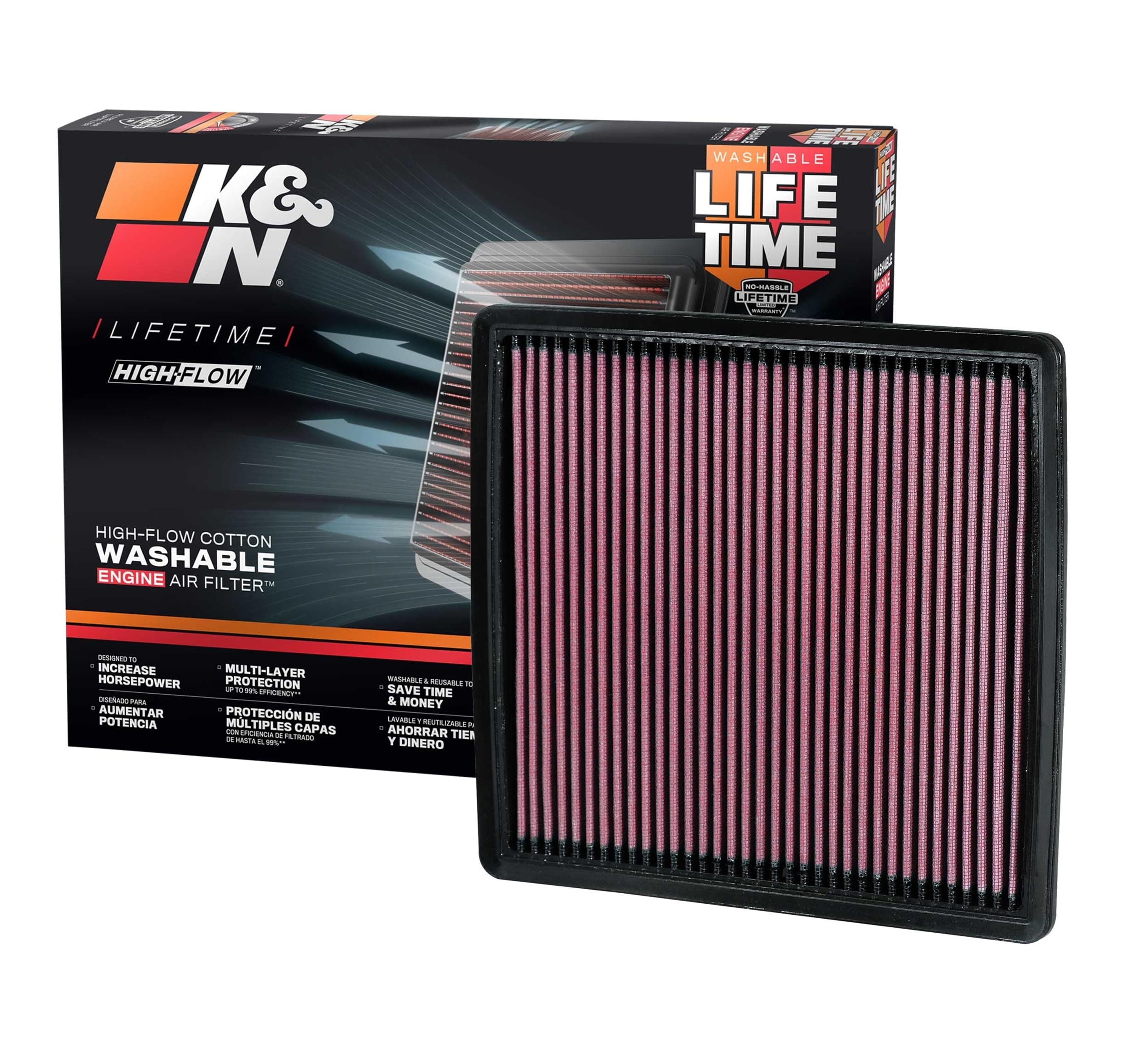 Engine Air Filter: High Performance, Washable, Replacement Compatible with 2007-2019 Ford/Lincoln Truck and SUV (F150, F150 Raptor, Expedition, Navigator, F250/350/450/550/650), 33-2385