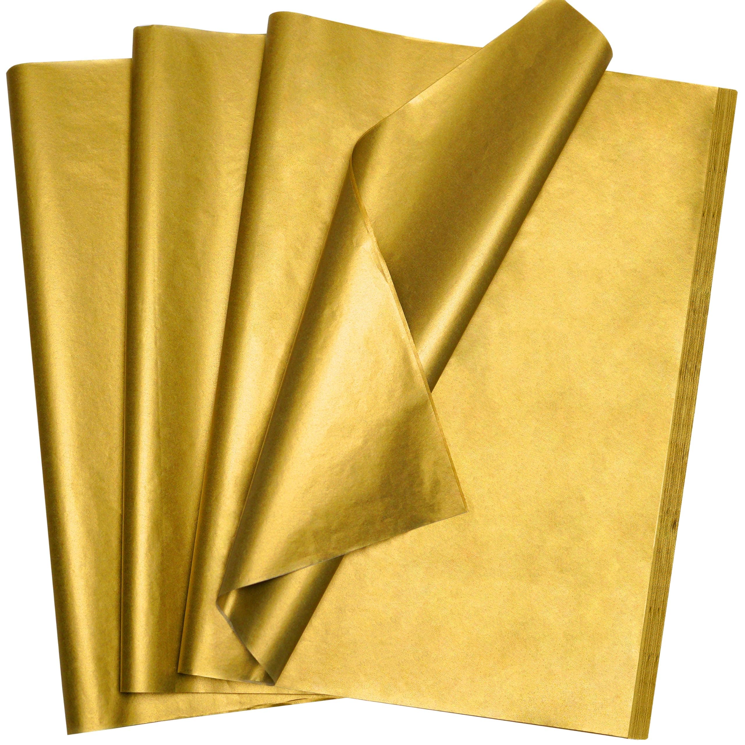 Bobobag 100 Sheets 14"X20" Metallic Gold Tissue Paper for Gift Bags, Christmas Gift Wrapping, Birthday,Anniversary, Holiday Decoration