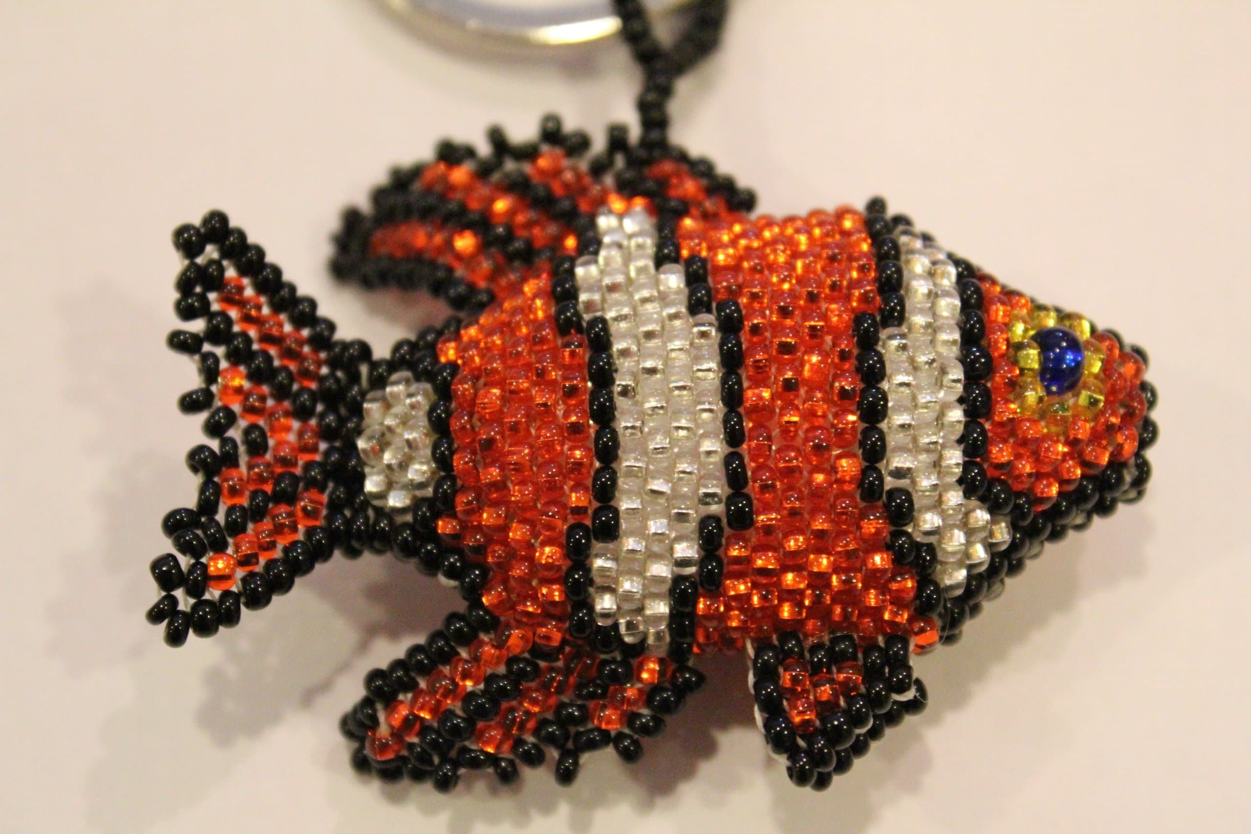 Nemo Handmade Clown Fish Beaded Keychain From Guatemala