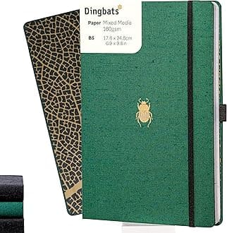 Dingbats* Pro Lined Large B5 Notebook - Textile Cover, Thread-Bound Writing Journal - for Work, Travel - Pocket, Elastic Closure, Bookmark