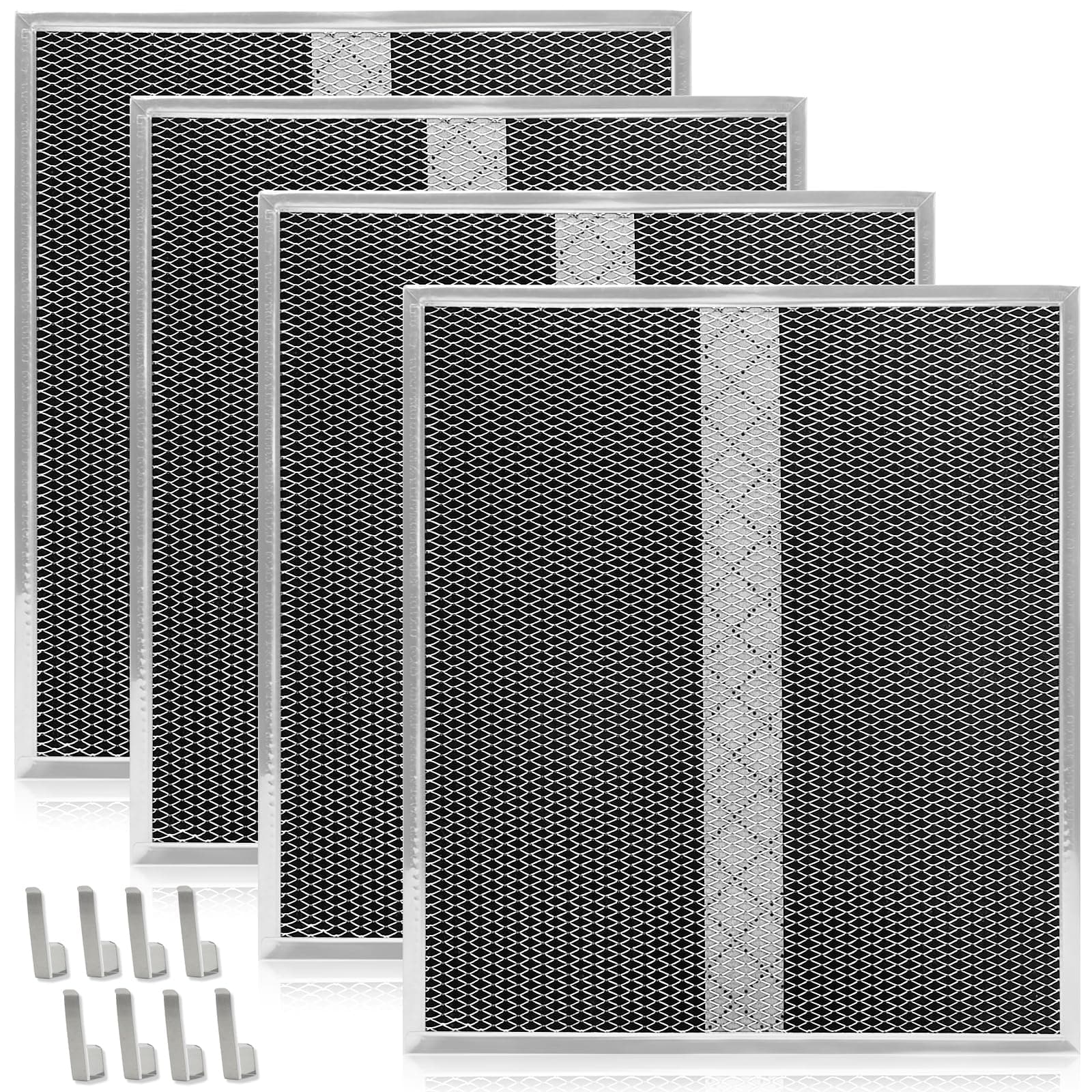4 Pack HPF30 Range Hood Non-Ducted Charcoal Filter Compatible with Broan Range Hood Filter S97020466 Type XC with Clips，14.6" X 12.9"