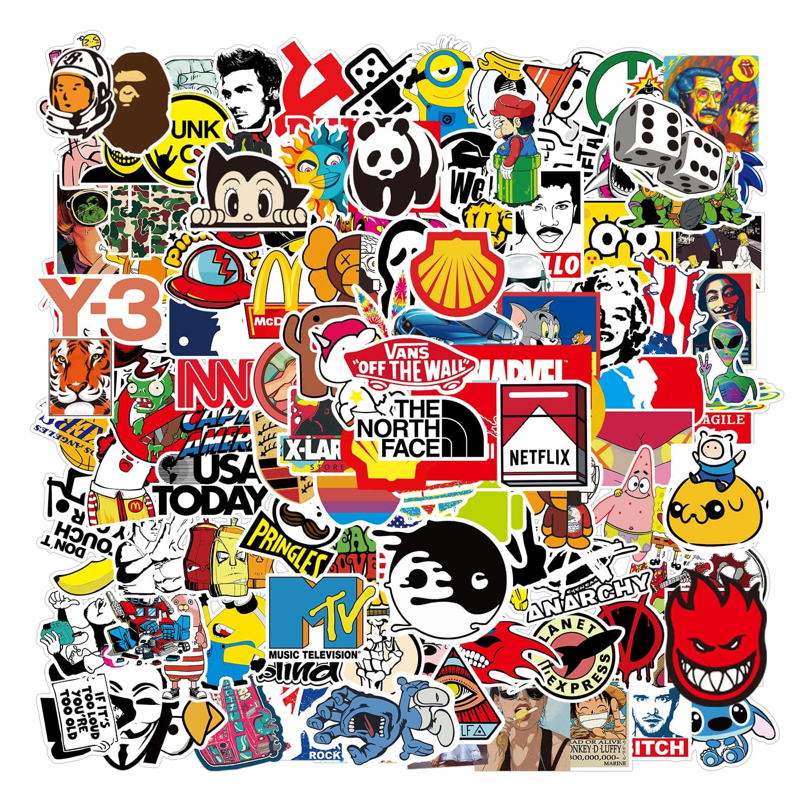 Cool Stickers Pack Random Sticker 106pcs for Laptop Computer Skateboard Helmet Teens Bomb Stickers