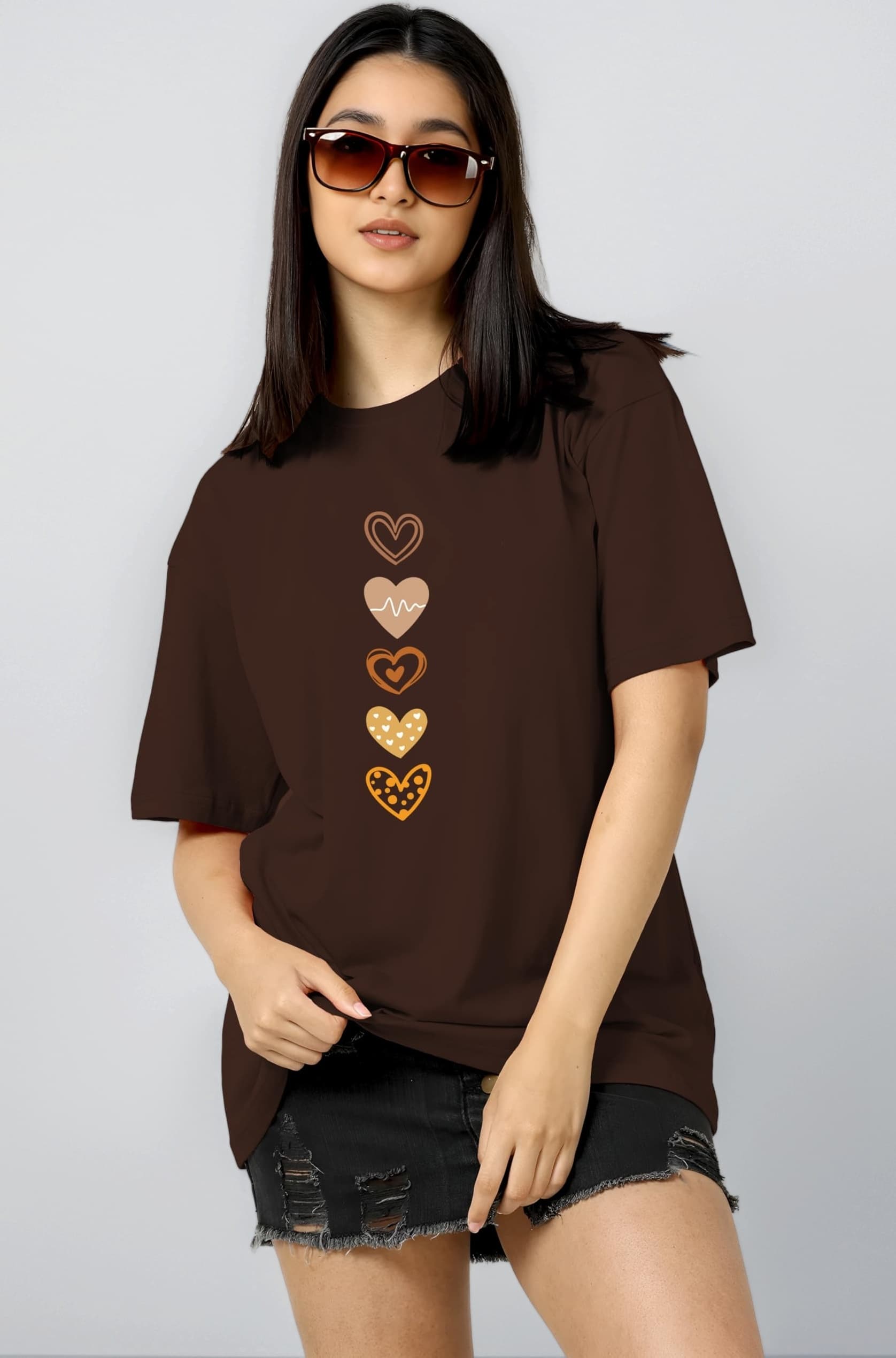 Women's Casual Printed Round Neck, Oversized Longline Drop Shoulder Boho Style T-Shirt