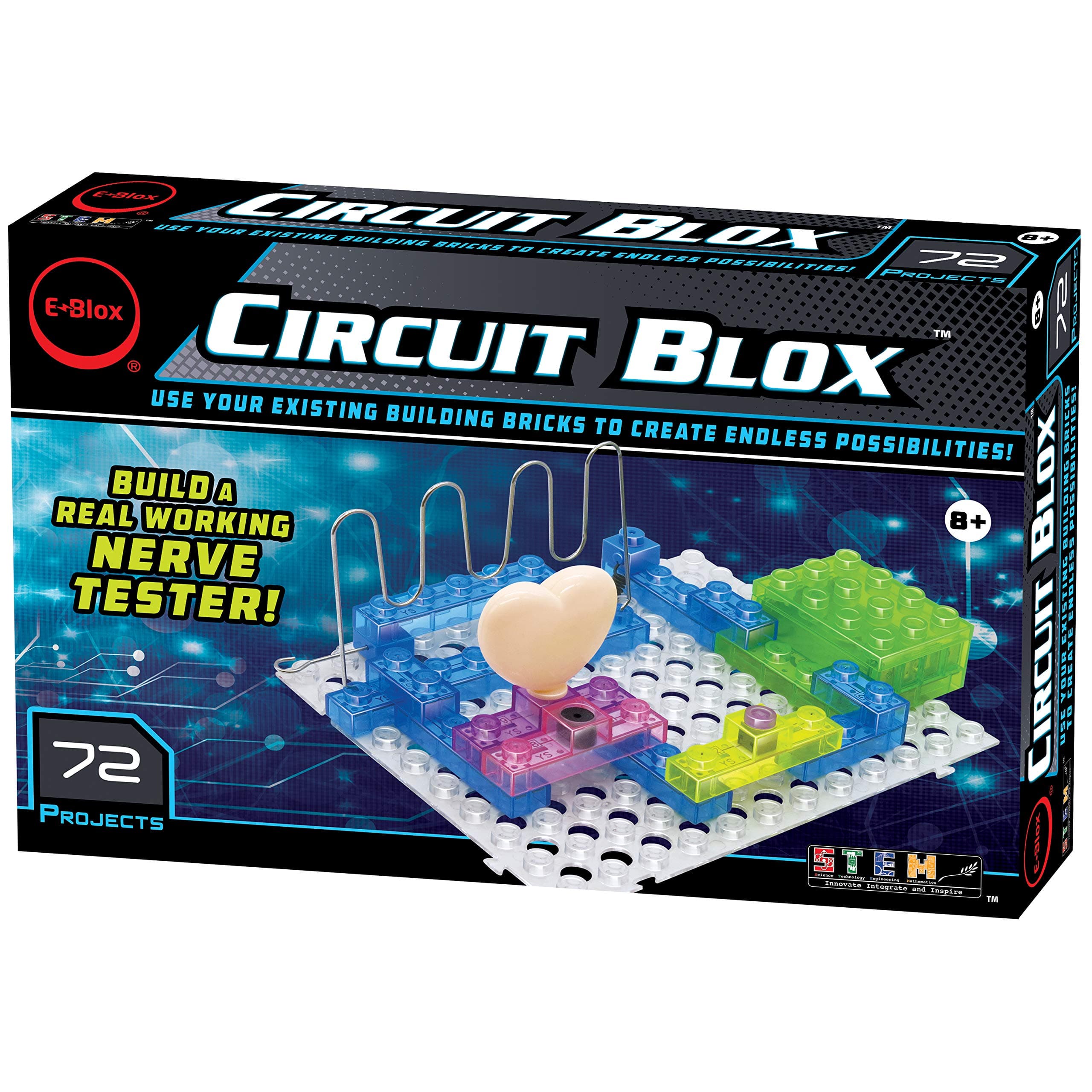 E-Blox Circuit Blox Builder - 72 Projects Circuit Board Building Blocks Toys Set for Kids Ages 8+ (CB-0163)