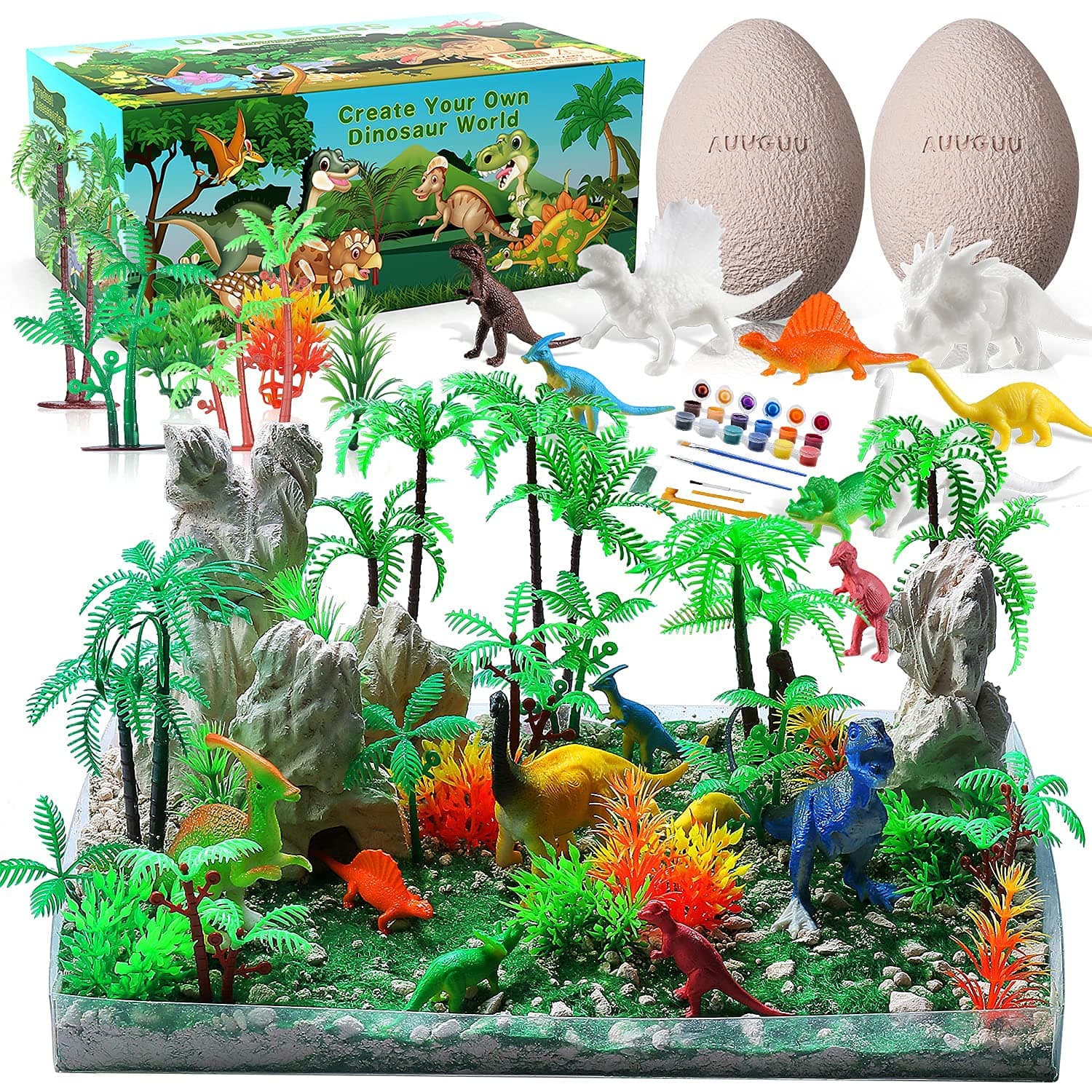 2 Jumbo Dino Egg Excavation Dig Kit, Large White Dinosaurs in Giant Filled Egg, Digging and Painting Toys STEM Science Crafs Gifts for Kids Boys Girls Age 5 6 7 8 Year Old, Easter Activity