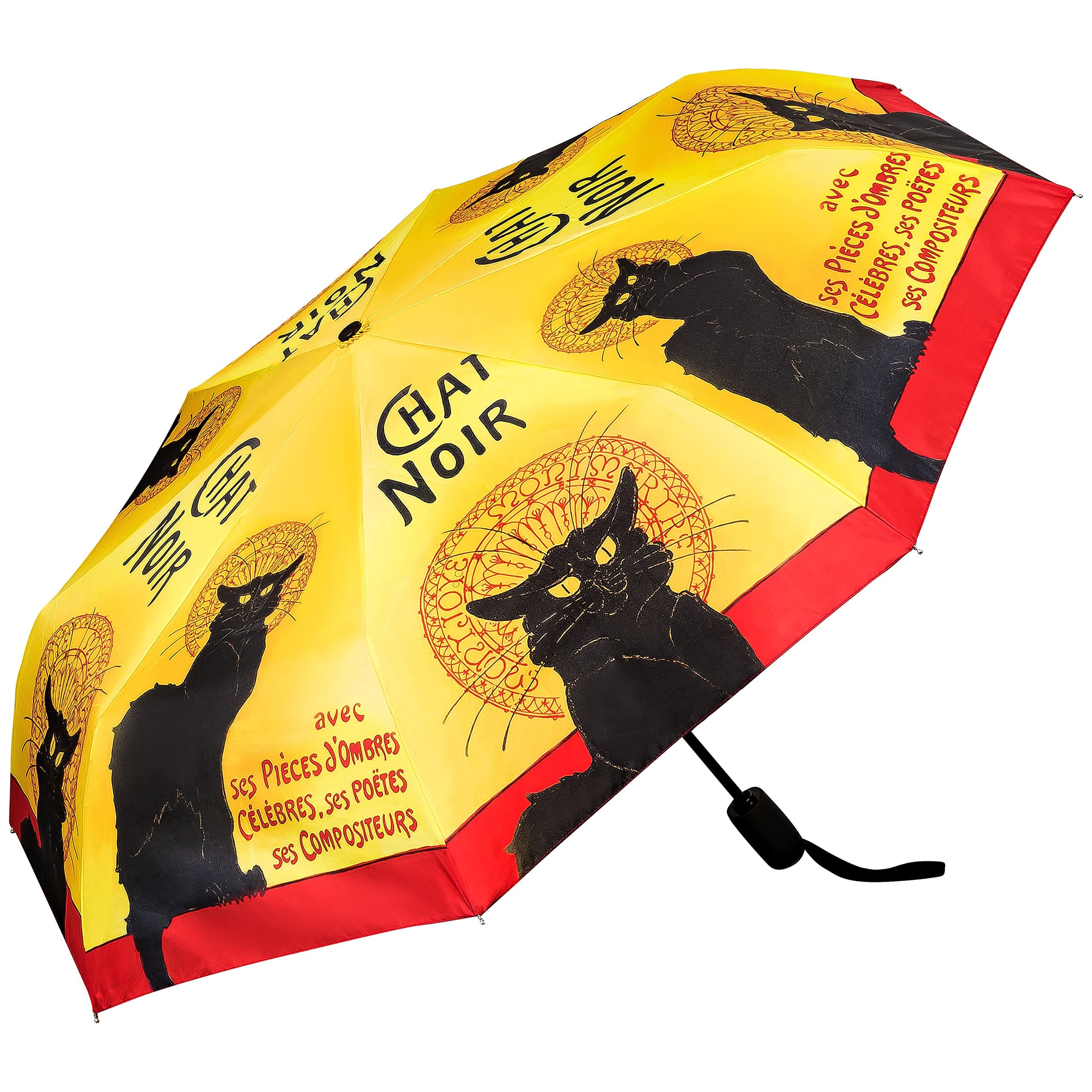 Pocket Umbrella Automatic Opening Windproof Folding Slightly Stable Mini Art Animal Cat Black, Multicolored, 50/90, Classic