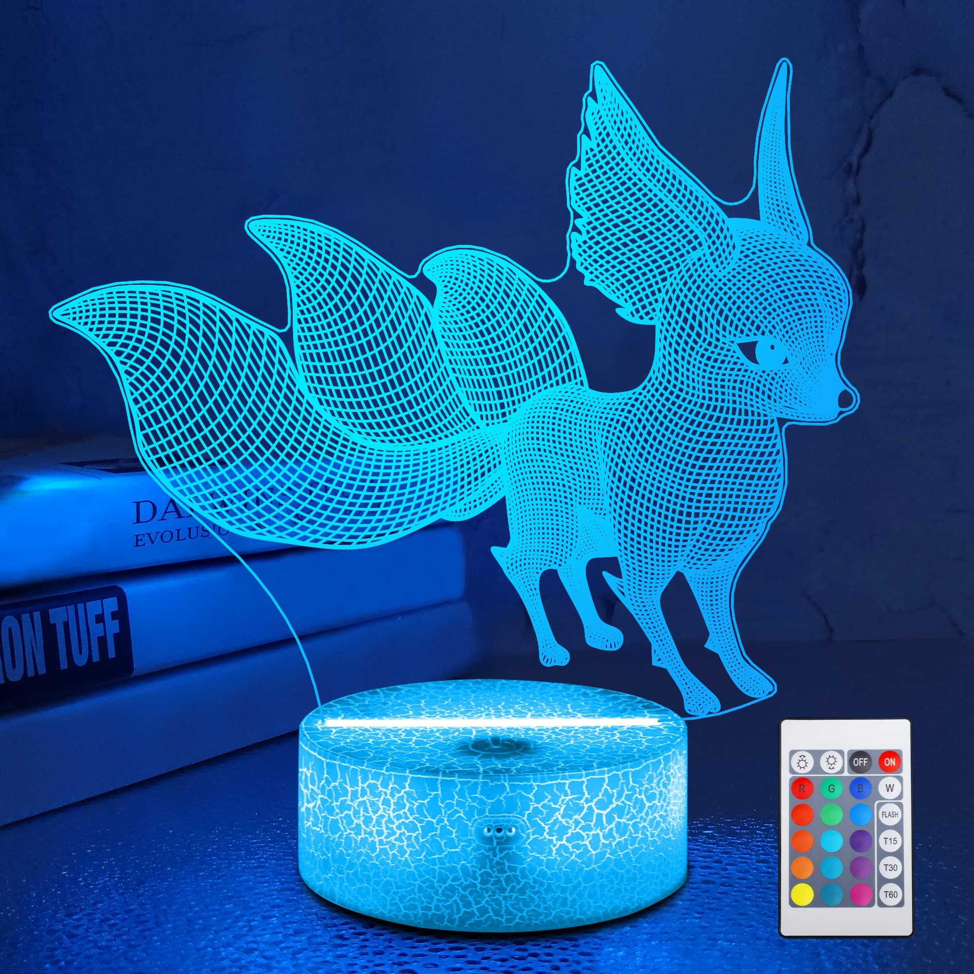 Lampeez Fox 3D Lamp Night Light - 16 Color Changing with Remote, Kids Bedroom Decor for Xmas, Holiday, Birthday Gifts