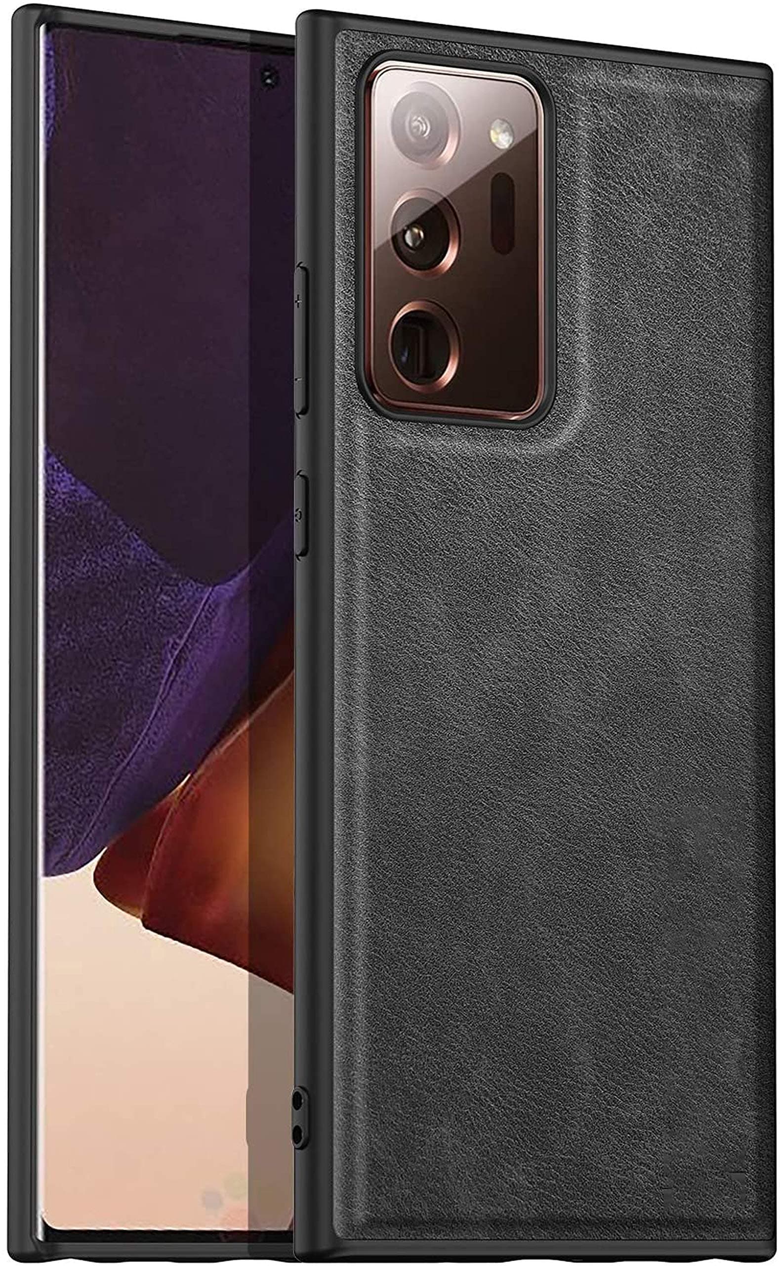 Kapa Tux Back Case for Samsun Galaxy Note 20 Ultra, Ultra Slim Leather Case with Soft Edge Shockproof Back Cover, Black