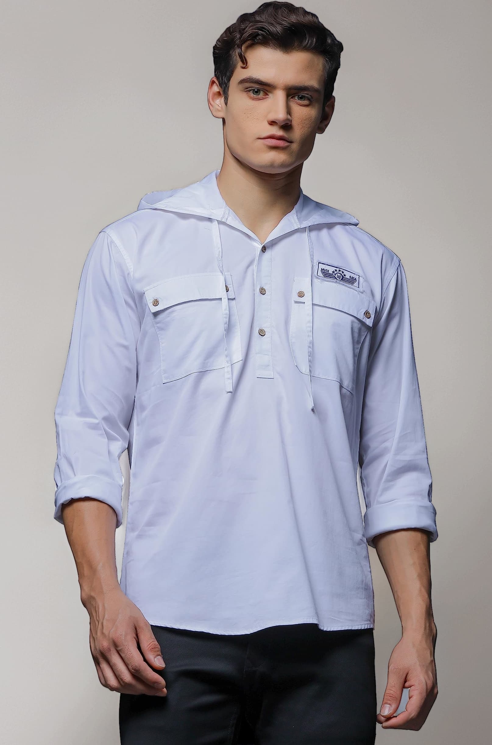Be Active Men's Solid Slim Fit Cotton Casual Shirt with Spread Collar & Full Sleeves