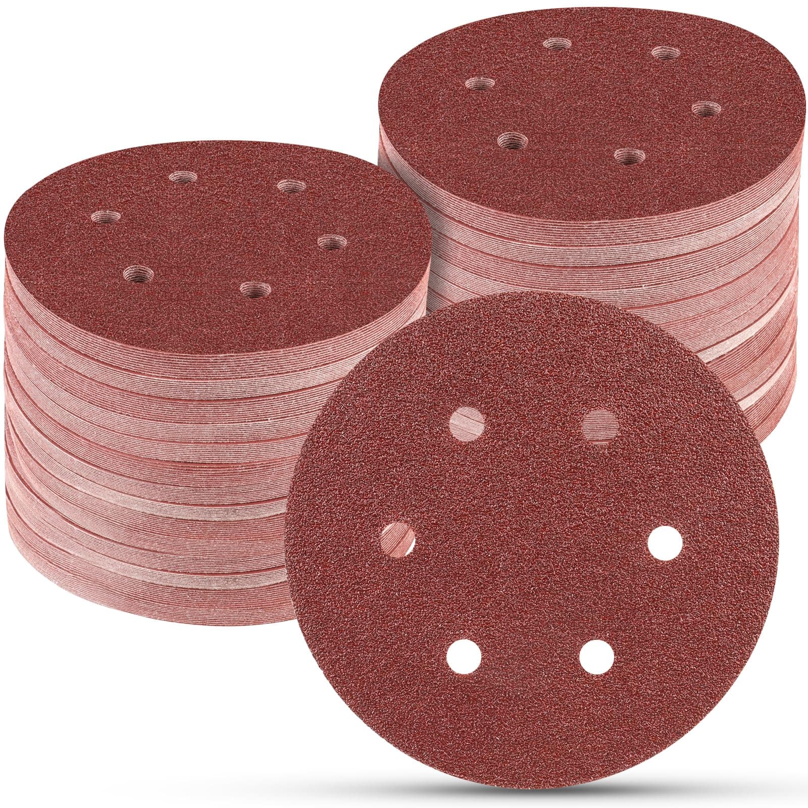 100 PCS 6 Inch Sanding Discs 40 Grit, 6 Hole Hook and Loop Sandpaper, Round Orbital Sand Paper Discs for Sander