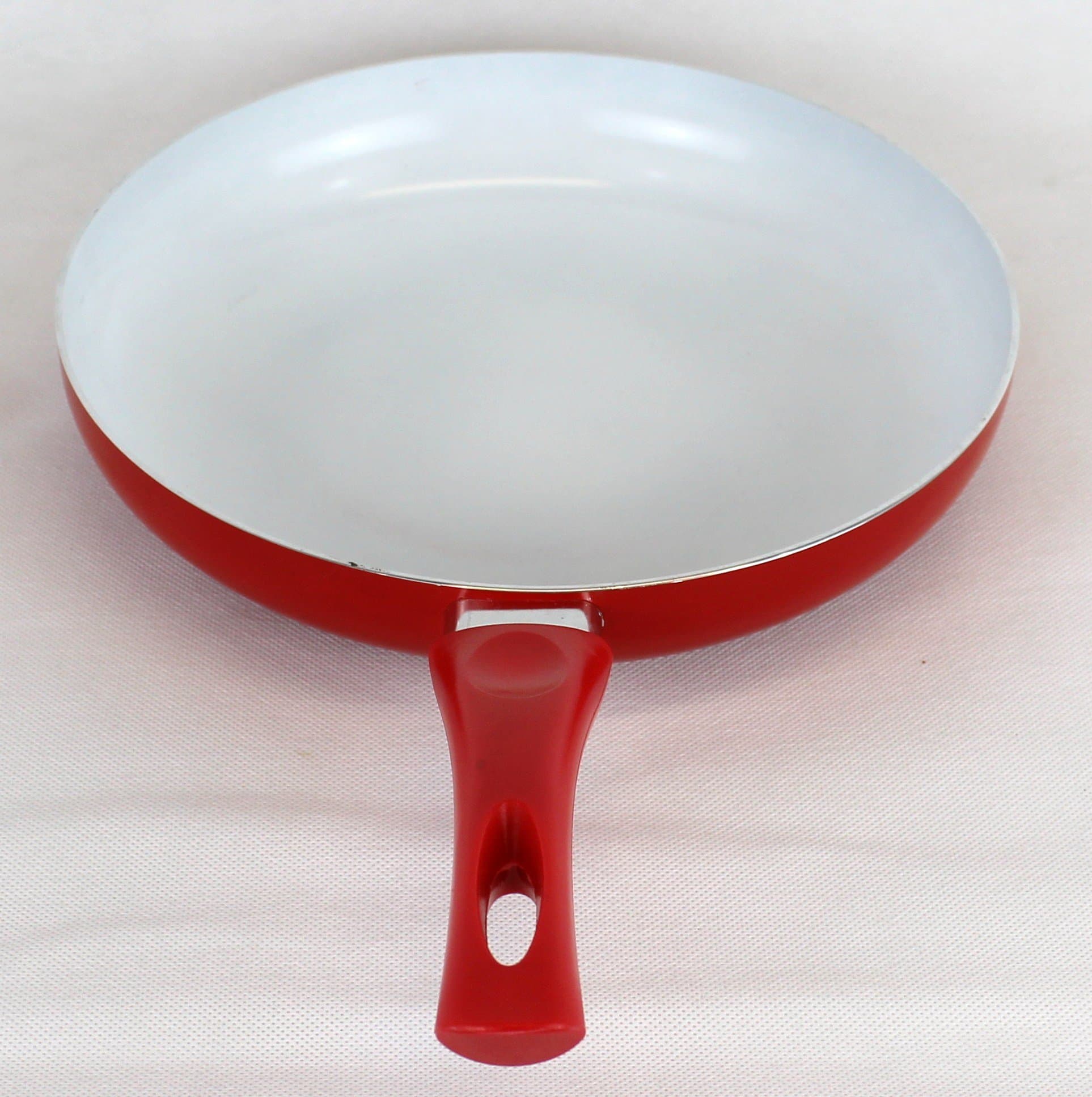New Non Stick Frying Pan White Ceramic Coating Red
