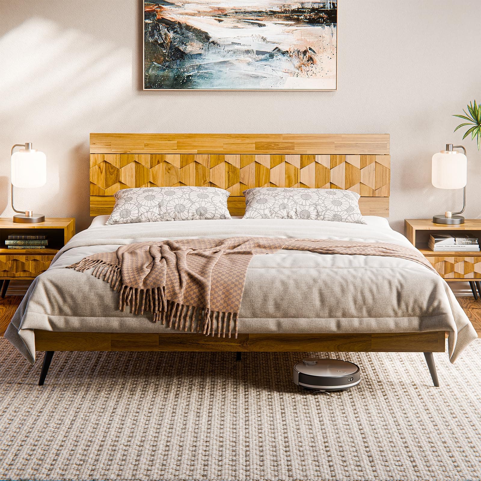 Georgina Bed Frame - King Size - Teak Brown