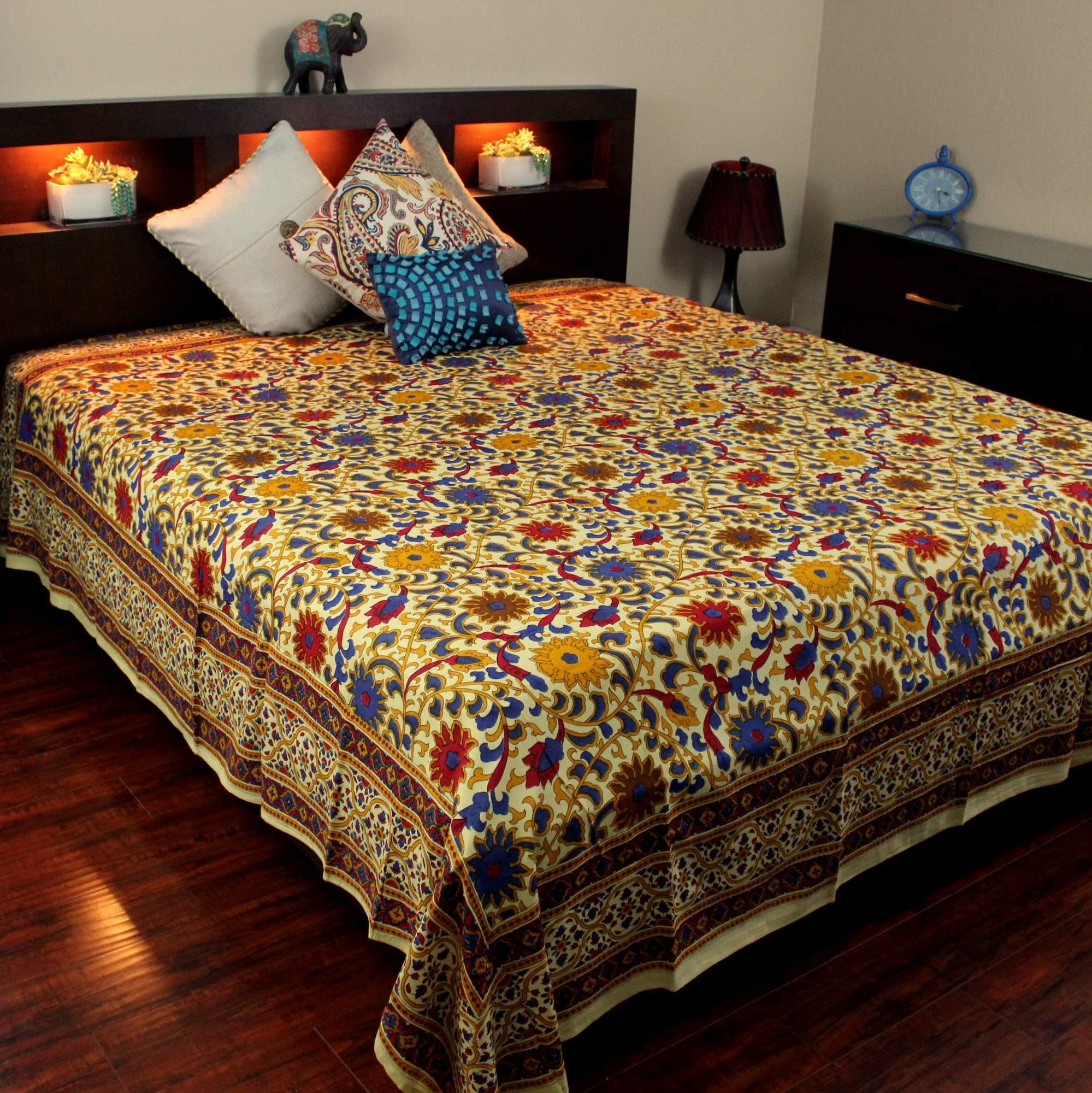 Indian Bedspread ? Cotton Sunflower Print