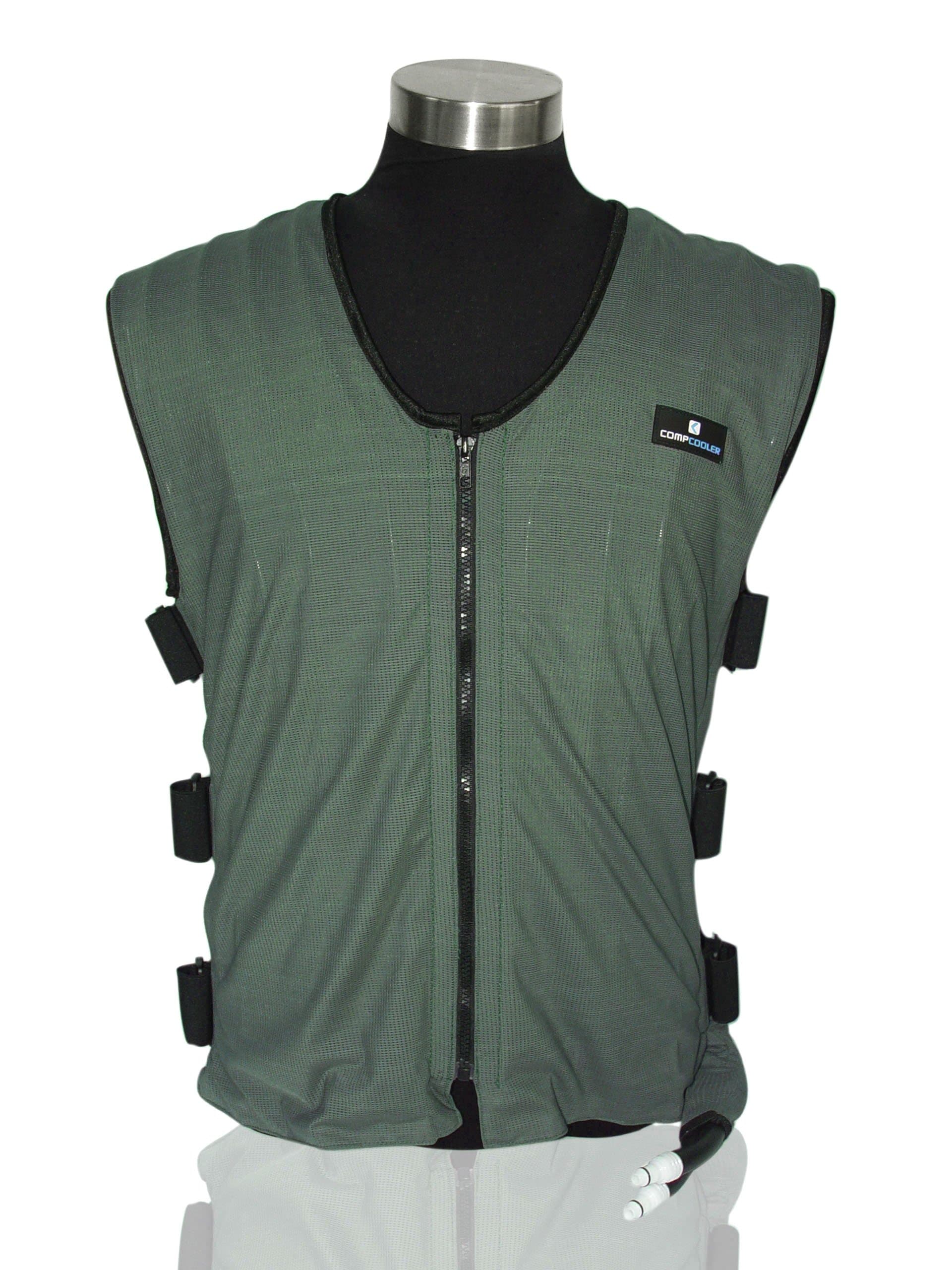 Liquid Cooling Vest, Dark Green Outer Mesh Fabric, Black Mesh Liner, Reversible Application (3XL/4XL)