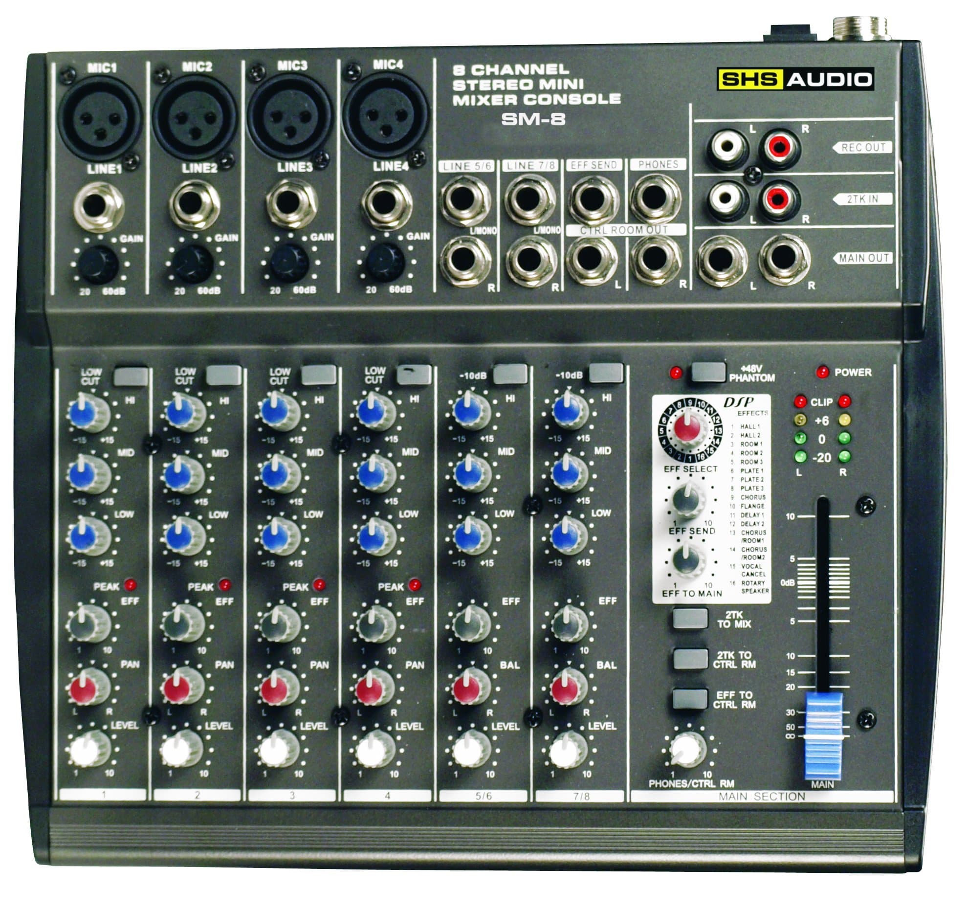 SHS Audio SM-8 Audio Compact Mixing Console, Black