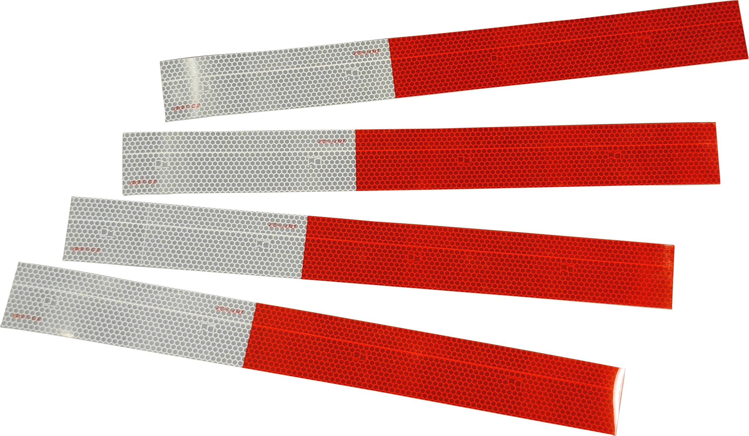 Jammy, Inc.4 Strips 2"x18" Microprismatic DOT-C2 Conspicuity Safety Tape with 11" Red / 7" White Pattern for Trucks and Trailers. 10 Year Rated PMMA Acrylic Film