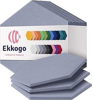 Acoustic Panels 12-Pack Soundproof Wall Panels 12''X10''X0.4'' Sound Panels High Density Sound Dampening Panels - [Cloud Gray Hexagon]
