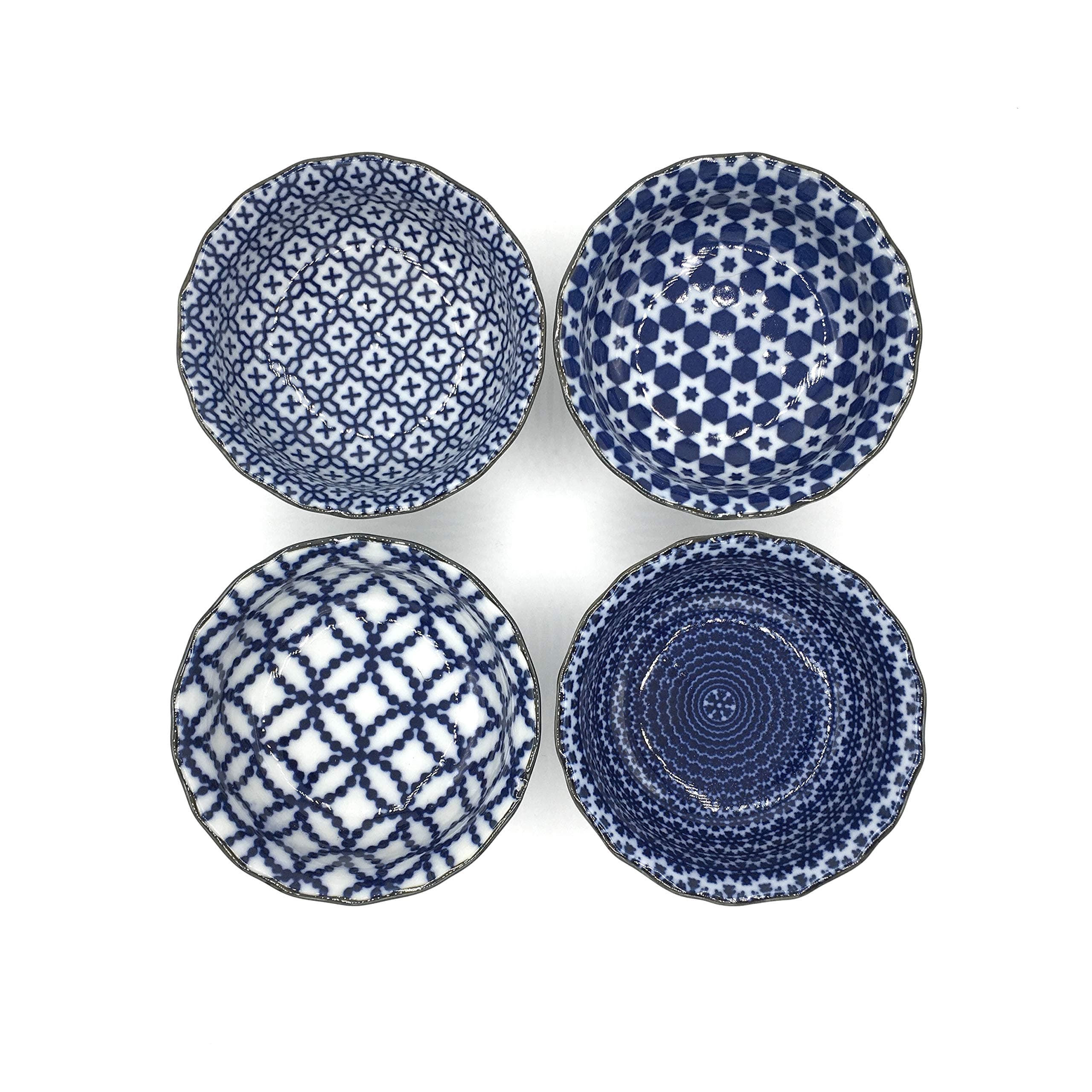 Blue and White Sauce Dish Set 3.75 in. Diameter