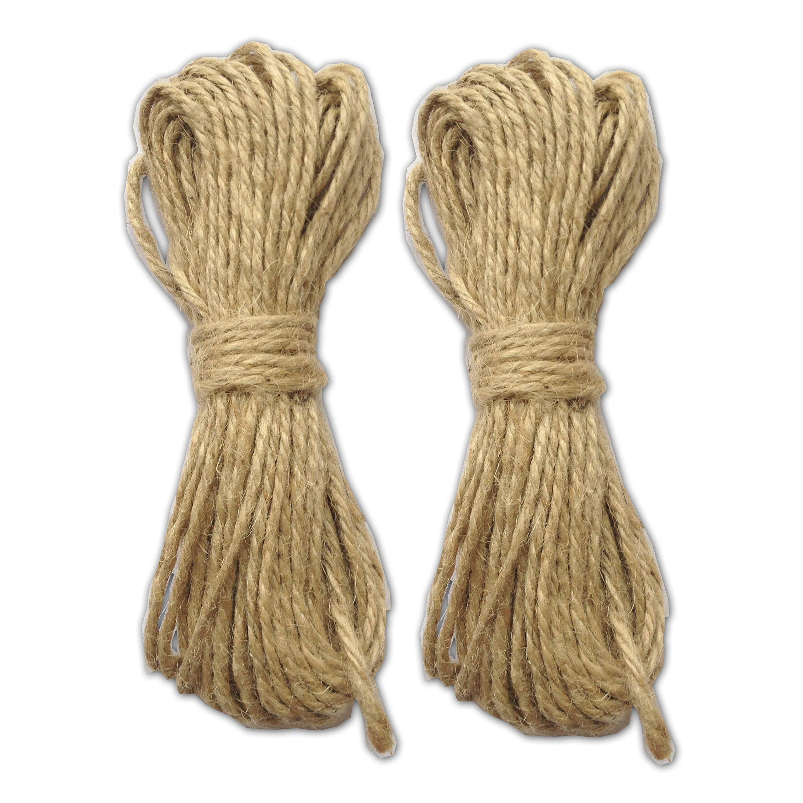LWR CRAFTS Jute Rope 2mm 45ft Per Pack (Pack of 2) (Natural)