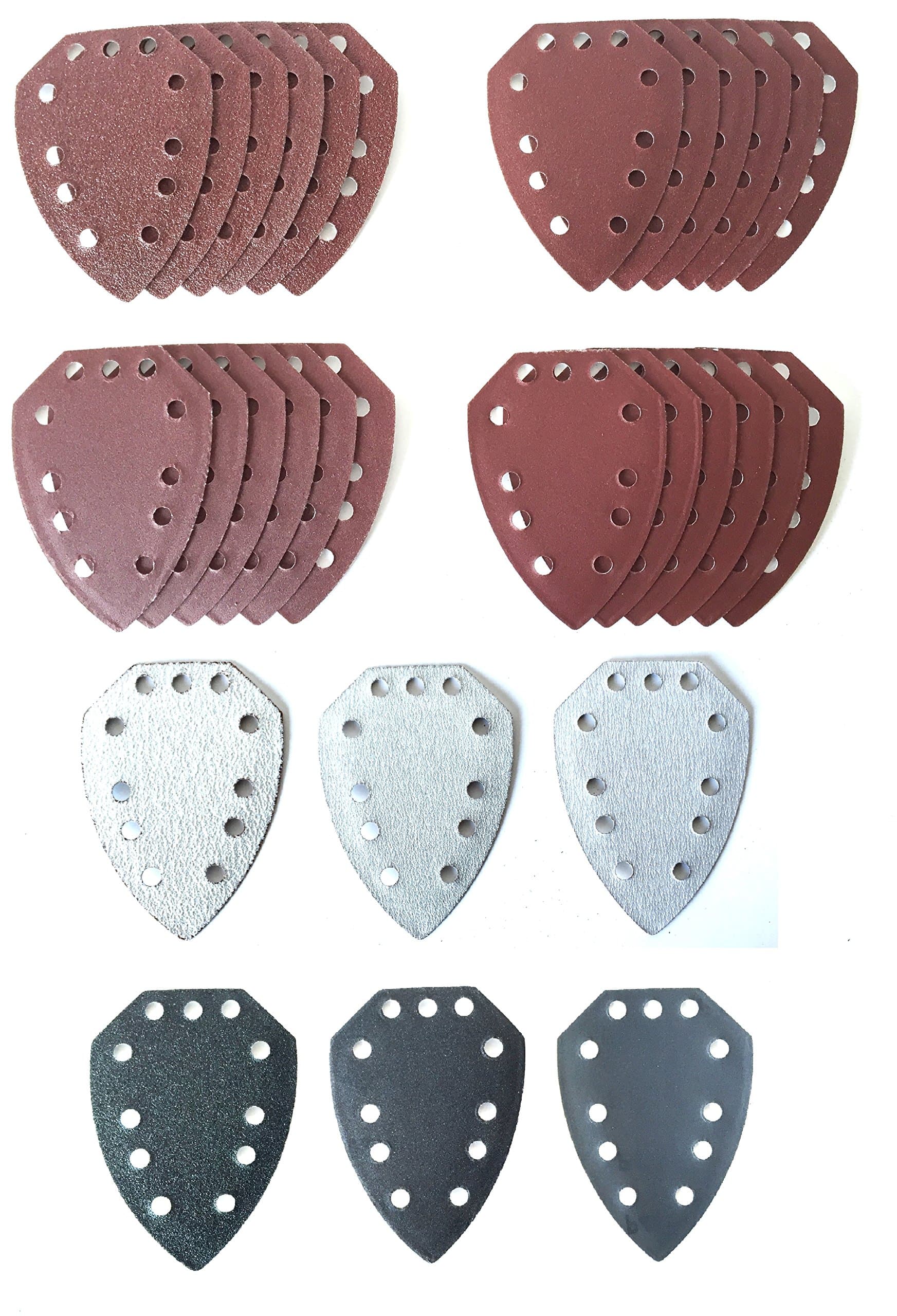 30 Mouse Sanding Sheets to fit Parkside Hand Sander PAHS 10.8 A1, PAHS 12 A1,PHS 160 A1, PHS 160 B2, PHS 160 B3, PMS 130, XQ², XQ², SE, Dimensions as PHSZ30A1, PHSZ30B2, PHSZ30C3 and PHSZ18C3