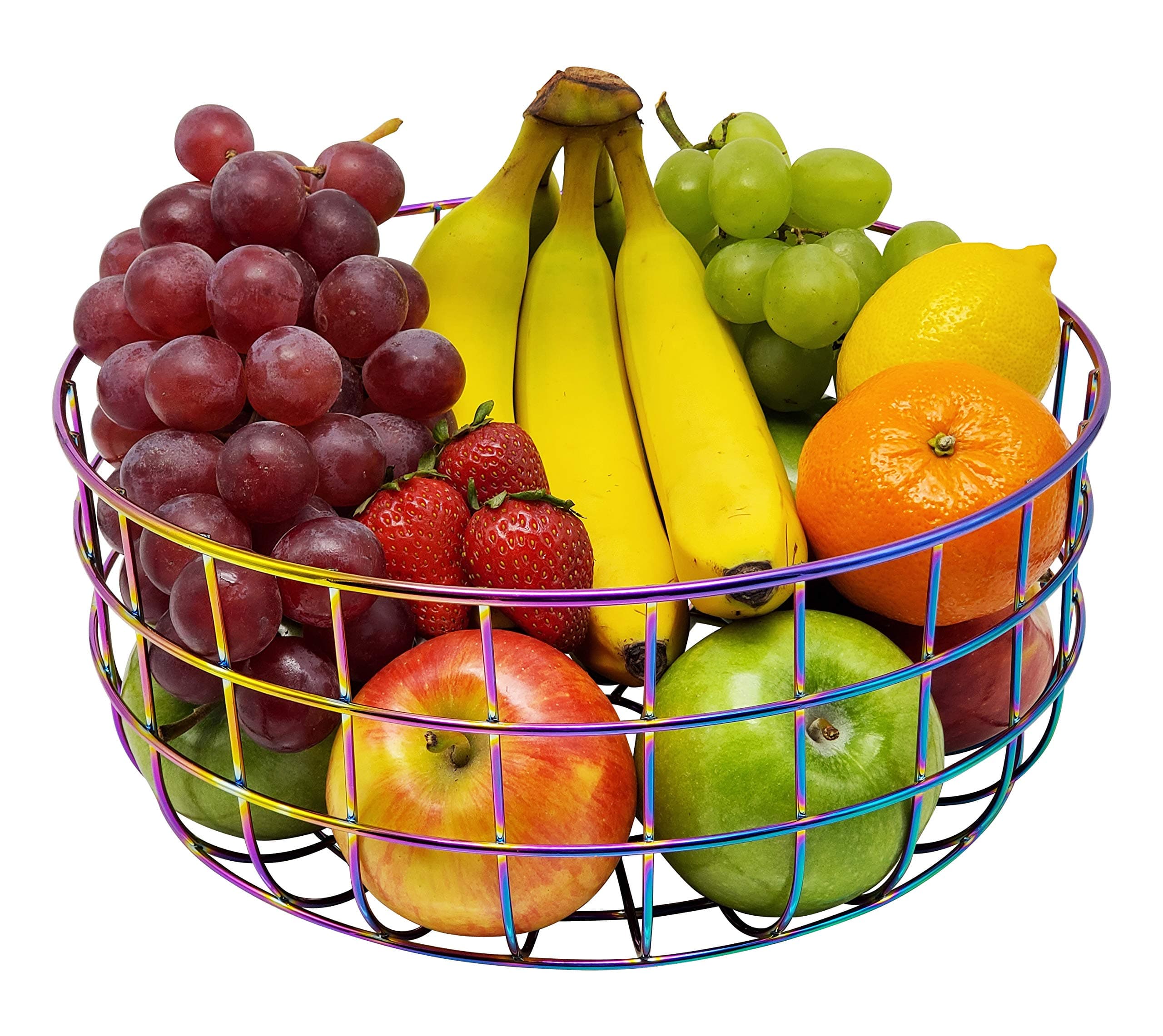 Kitchen Wire Fruit Basket Bowl - Unique Decor | Storage & Countertop Organizer | Keeps Produce, Vegetables and Healthy Snacks Handy | Ideal for Bread on Table or Buffet | Colorful Rainbow Metal
