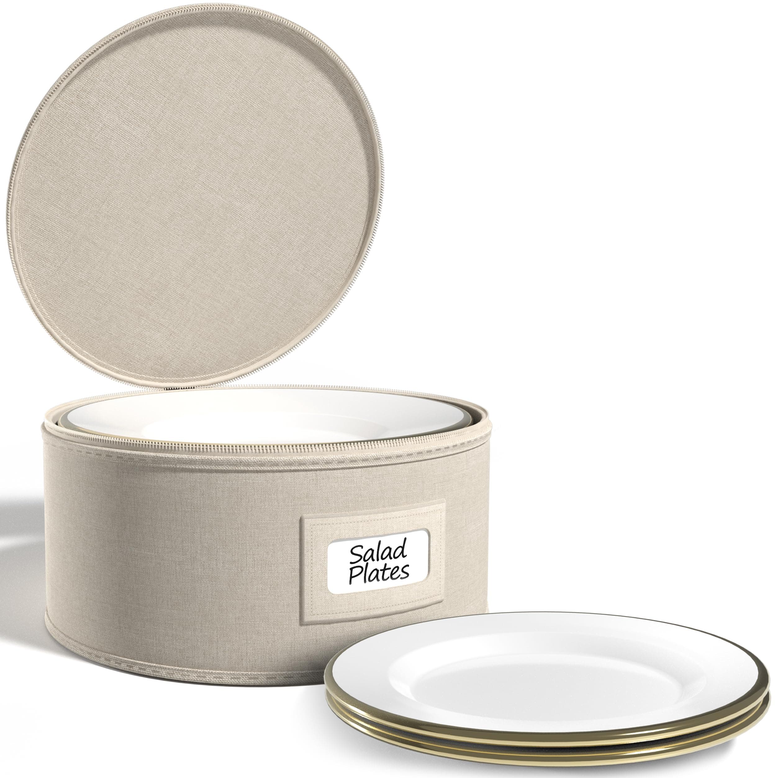 Sorbus China Storage Container – Dinnerware Organizer for Bowl Plate Storage with Lid (Holds Service for 12) with Felt Protectors – 9" x 6"