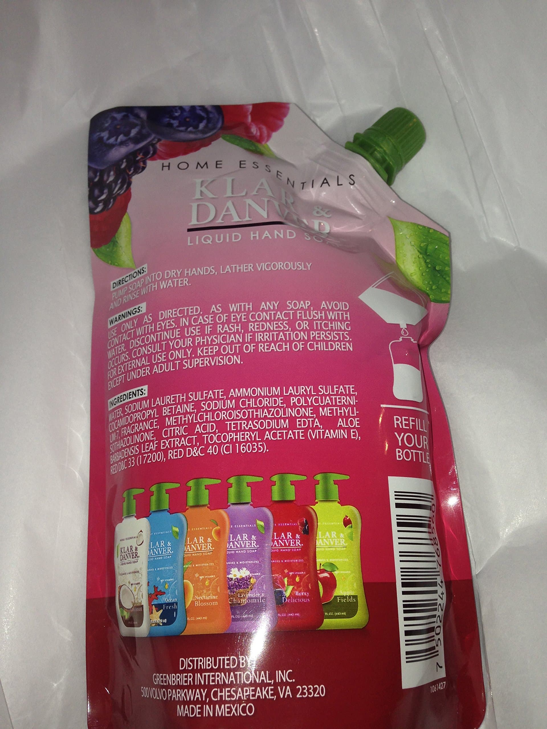 Klar & Danver 21 Oz Liquid Hand Soap Refill (3-Pack Deal) (Berry Delicious)