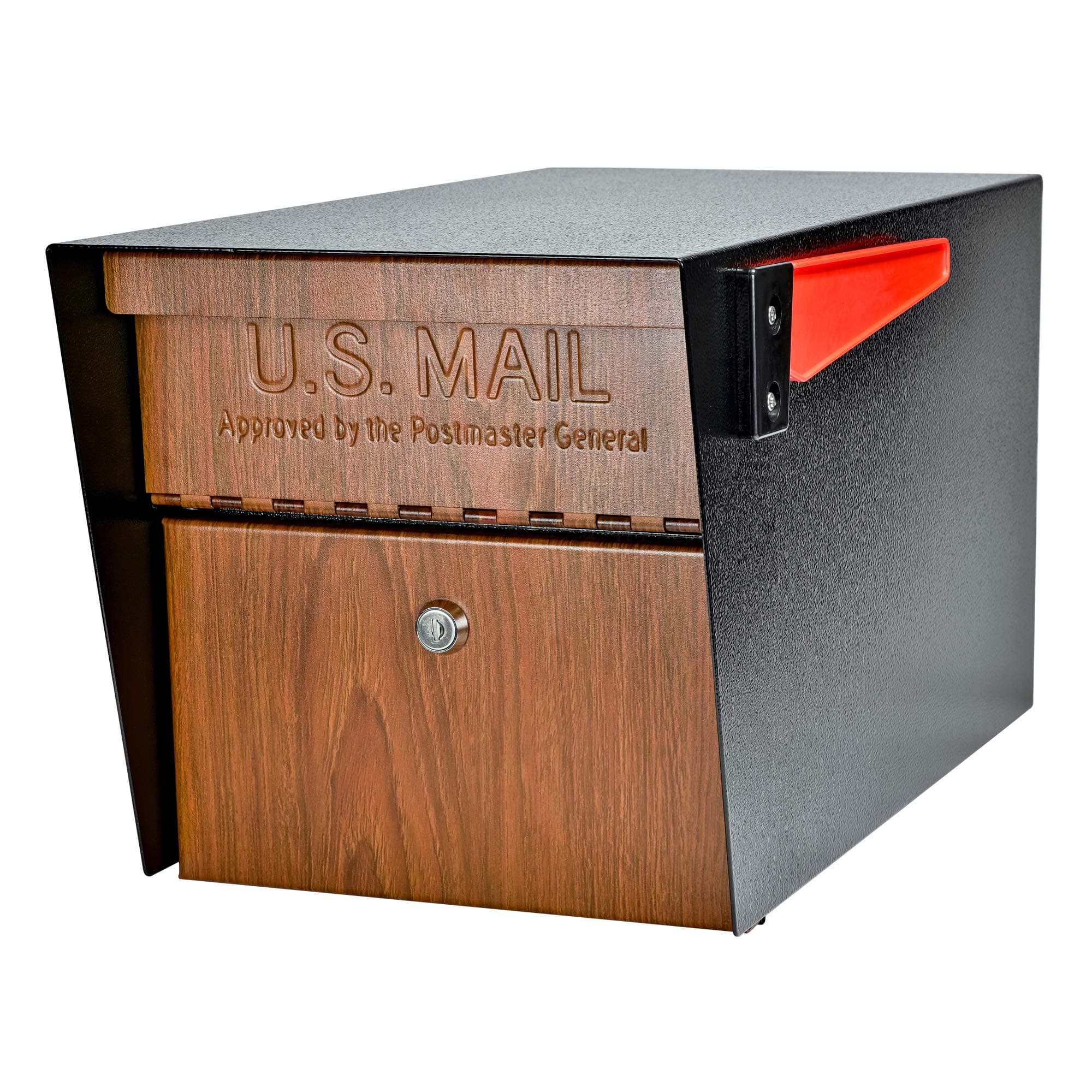 Curbside, Wood Grain 7510 Mail Manager Locking Security Mailbox, Steel, Black