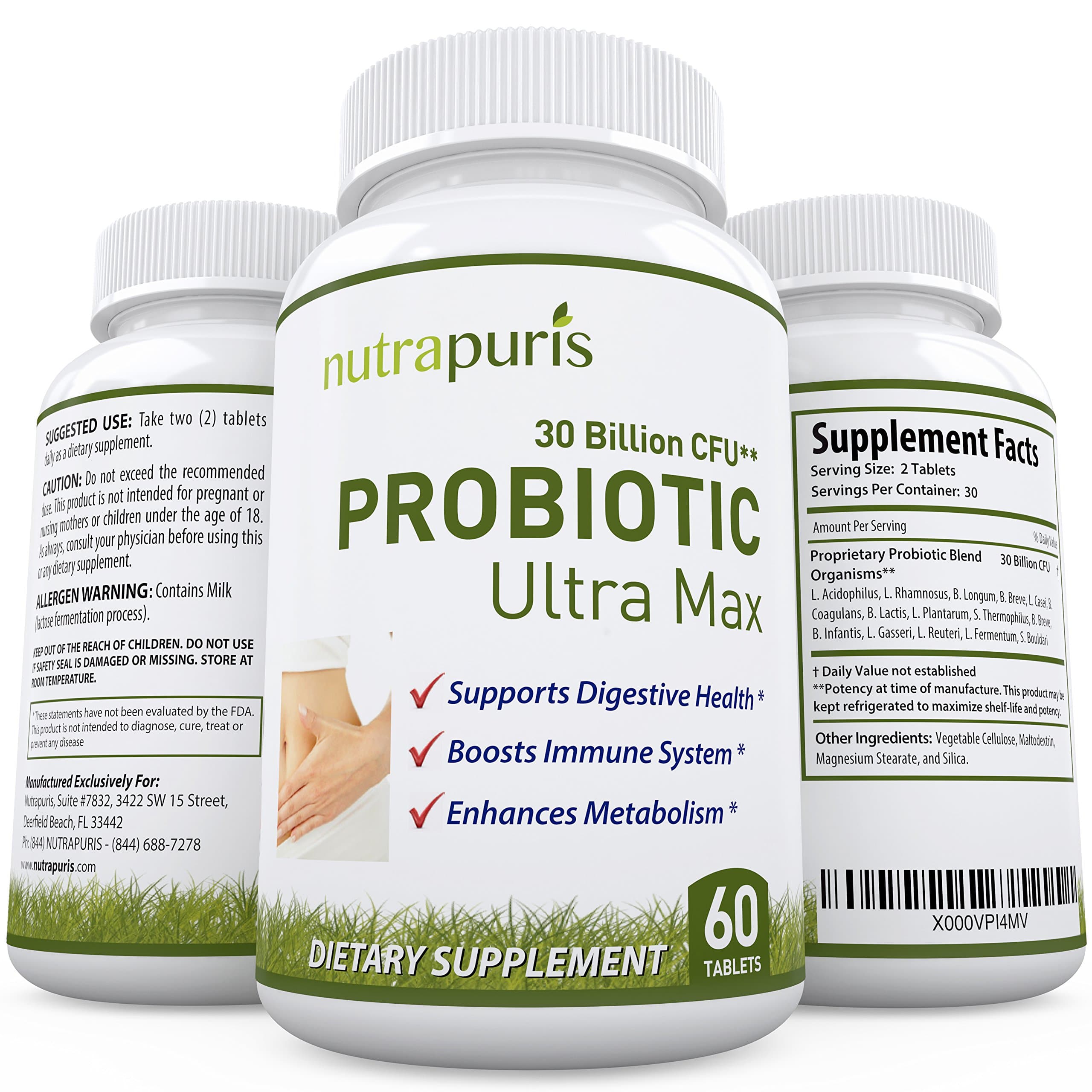 Probiotic Ultra Max 30 Billion CFU - Best Probiotic Supplement - Boosts Immune System - Improves Digestive Health - 100% Lifetime Guarantee!