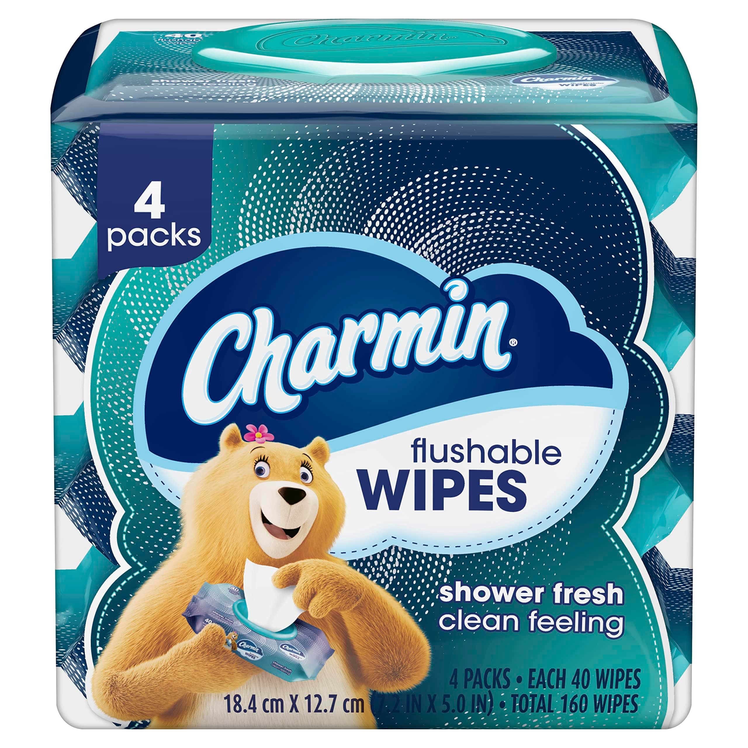 Flushable Wipes, 4 packs, 40 Wipes Per Pack, 160 Total Wipes
