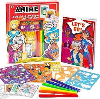 Made By Me Anime Color & Design Artist Set, 22-Piece Art Set, How to Draw, Create Comics, Make Manga & Sketchbook, Gifts for Enthusiasts, Arts & Crafts for Kids 6+