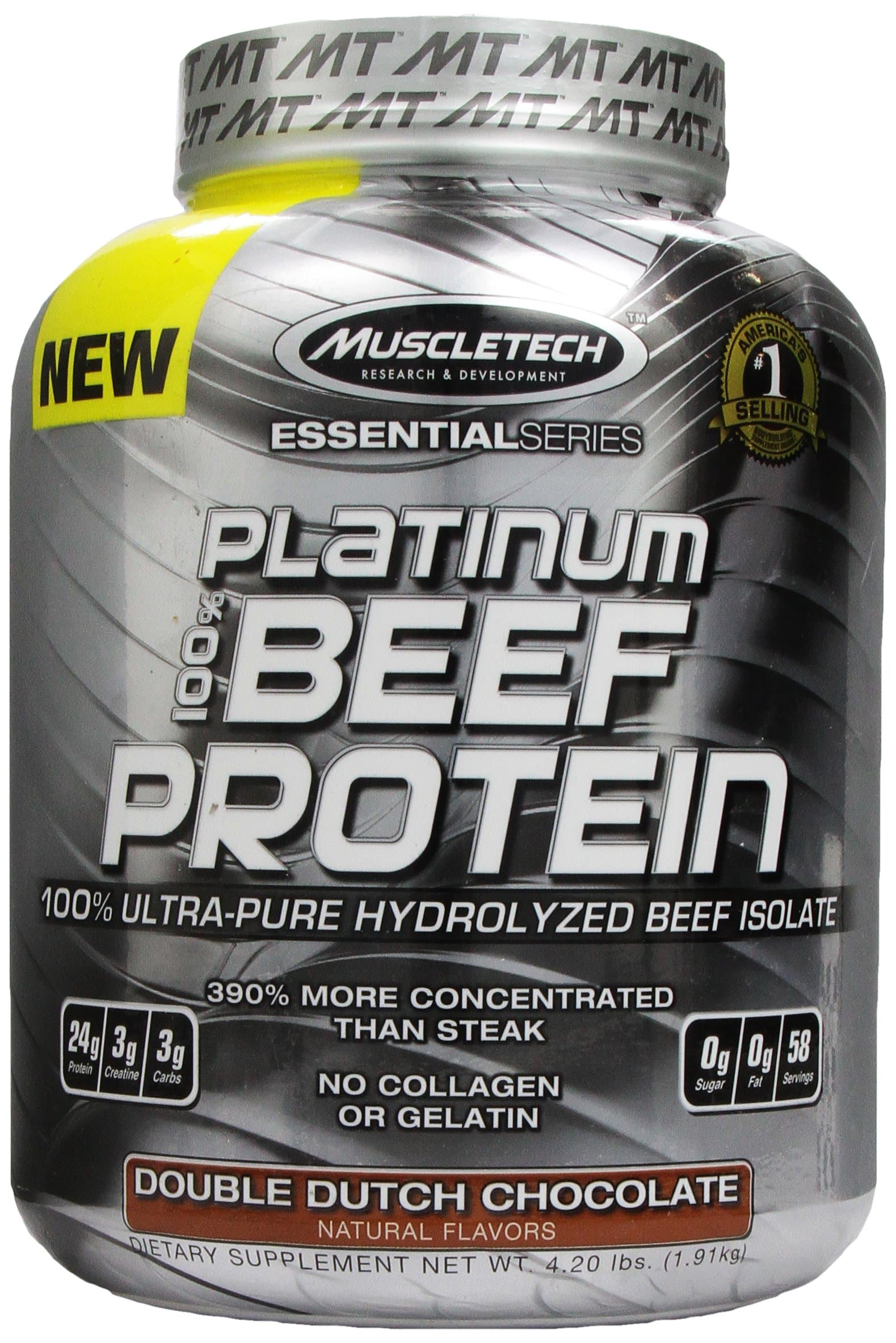 MuscleTech Platinum 100% Beef Protein, Ultra-Pure Hydrolyzed Beef Isolate, Double Dutch Chocolate, 4.20 lbs (1.91kg)