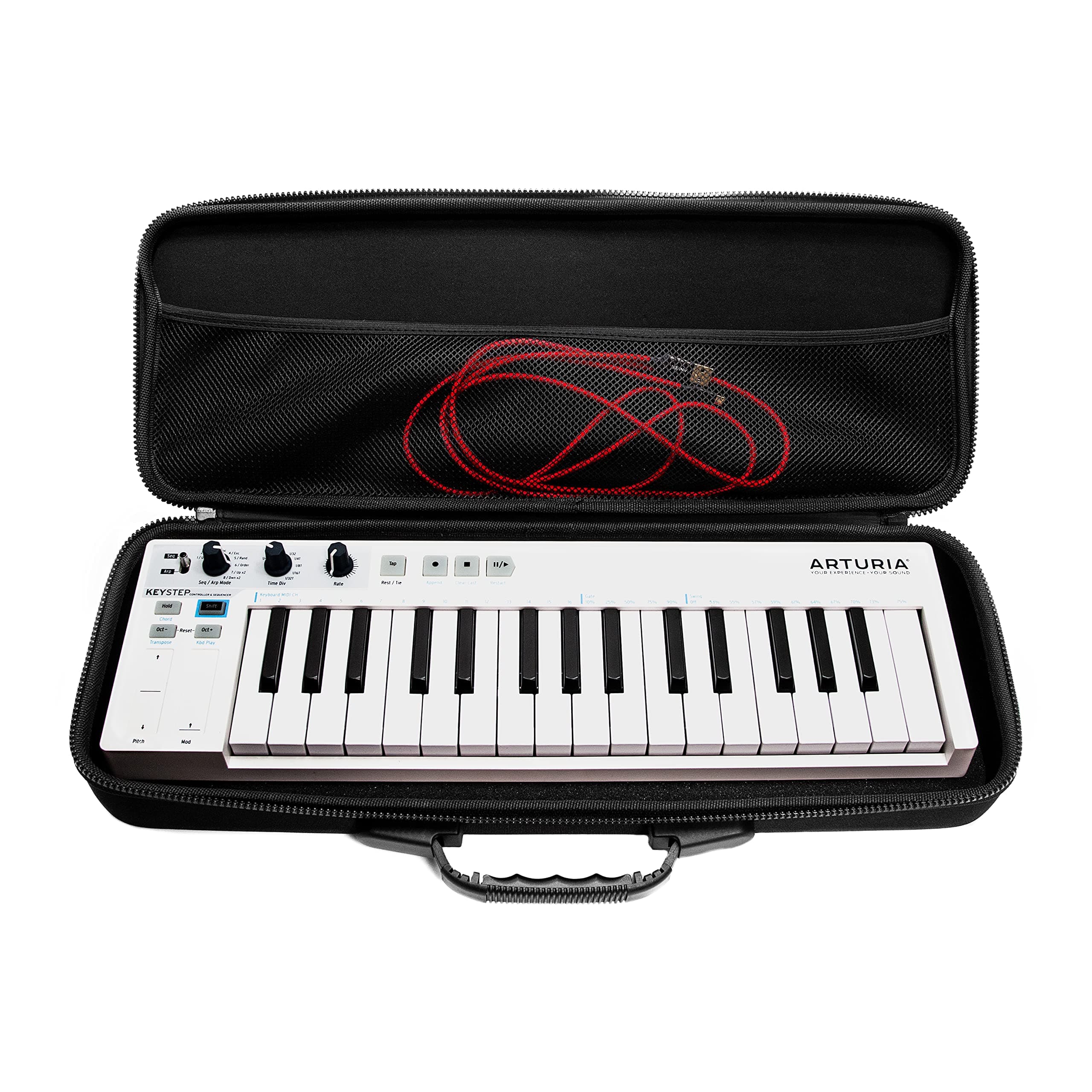 PULSE Case for Arturia KeyStep, Native Instruments M32 or comparable midi controllers (transport case made of durable, moulded EVA/nylon, with robust rubber handle), black