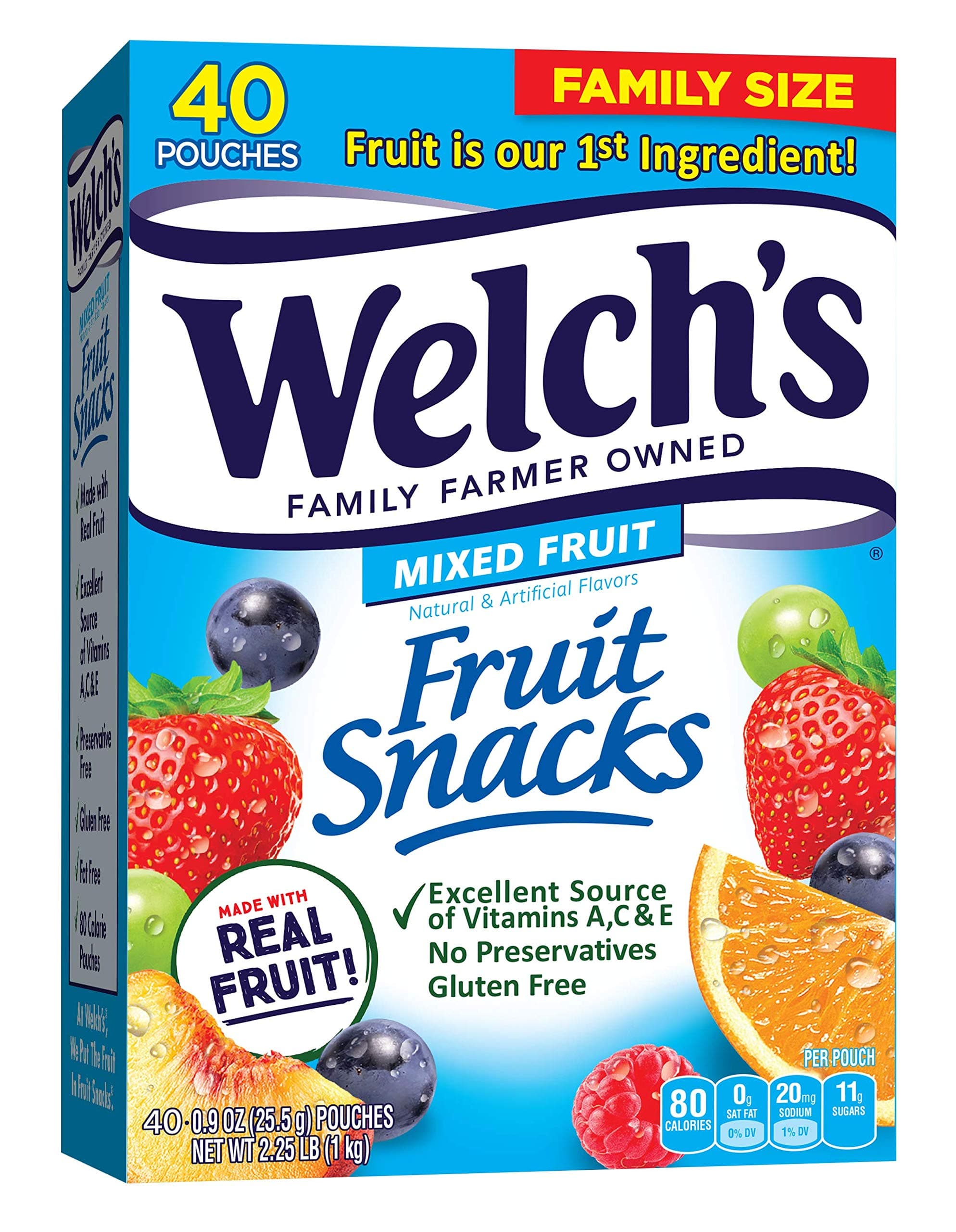 WELCH'S Mixed Fruit Snacks, 0.9 Ounce, 40 Count