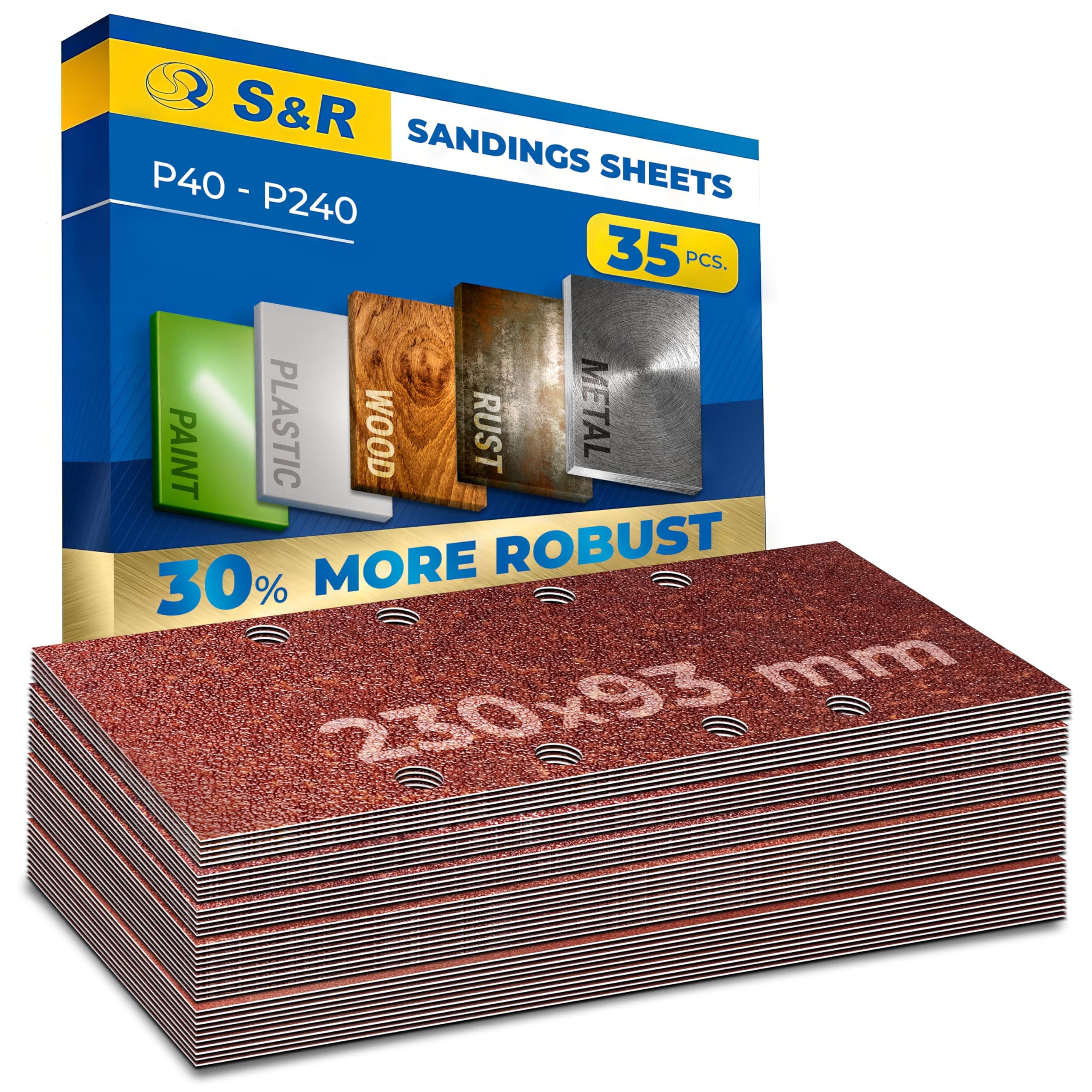 S&R Sanding Sheets, Mixed Grit Sanding Pads 35 pcs.