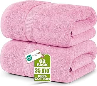 Utopia Towels - Luxurious Jumbo Bath Sheet (35 x 70 Inches, Pink) - 600 GSM 100% Ring Spun Cotton Highly Absorbent and Quick Dry Extra Large Bath Sheet - Super Soft Hotel Quality Towel (2-Pack)
