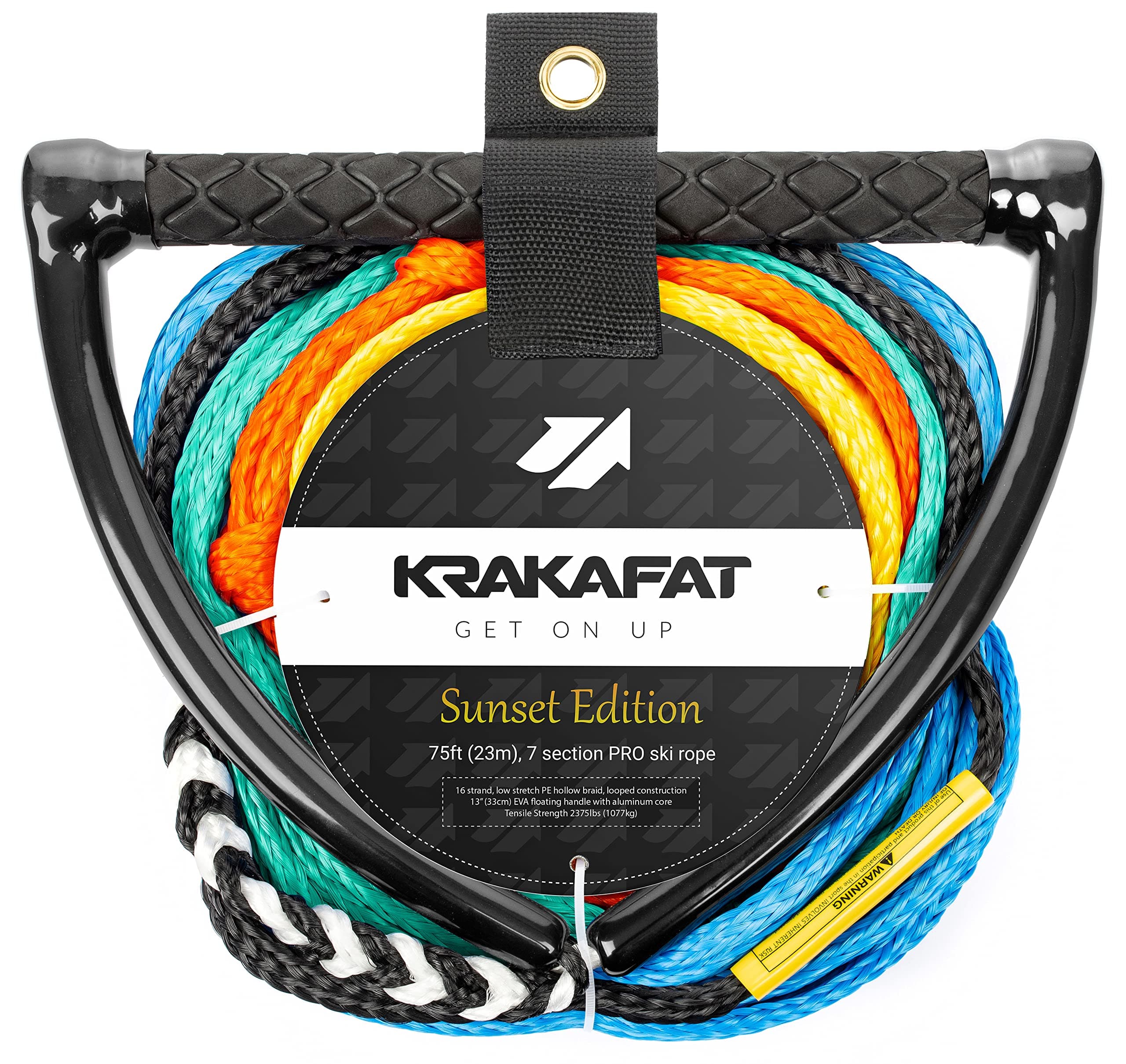 Ski Rope with Handle, 7 Section, 1-2 Rider Tow Rope - Ropes for Tubes, Waterski, Wakeboard, Kneeboard (Multi Colored)