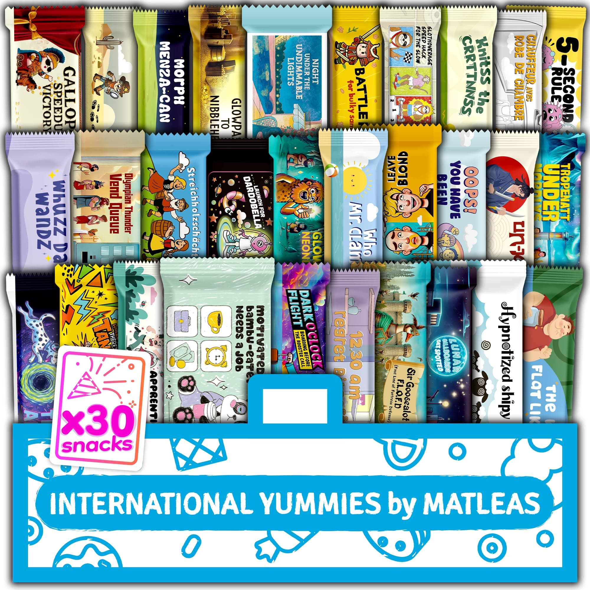 International Yummies by Matleas Maxi Snack Box | Premium Exotic eign Snacks Unique Food Gifts Included Try Extraordinary Turkish Candies from Around the World 21 Full-Size Snacks, Mini, 21.0 count