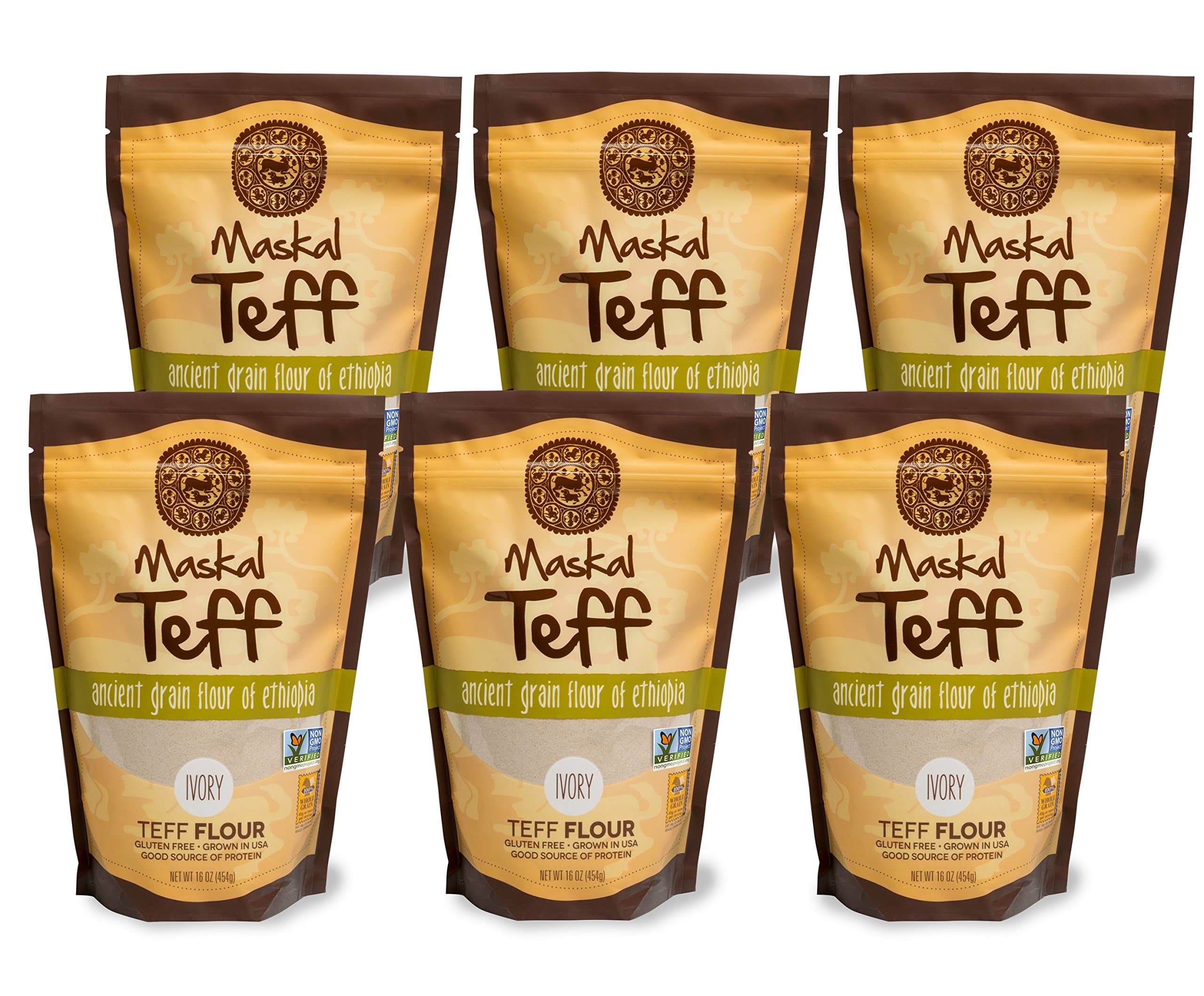 Maskal Teff Ivory Teff Flour, 16 Ounce (6 pack)