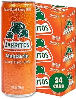 Mandarin Soda, 24 Pack of 12 oz Cans, Authentic Mexican Soft Drink, Refreshing Mandarin Flavor
